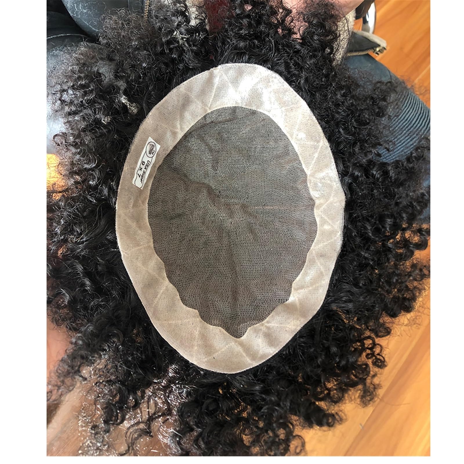 Stylizacja Tupecik męski Kinky Curly Rem Human Hair 1B czarny(6x8)