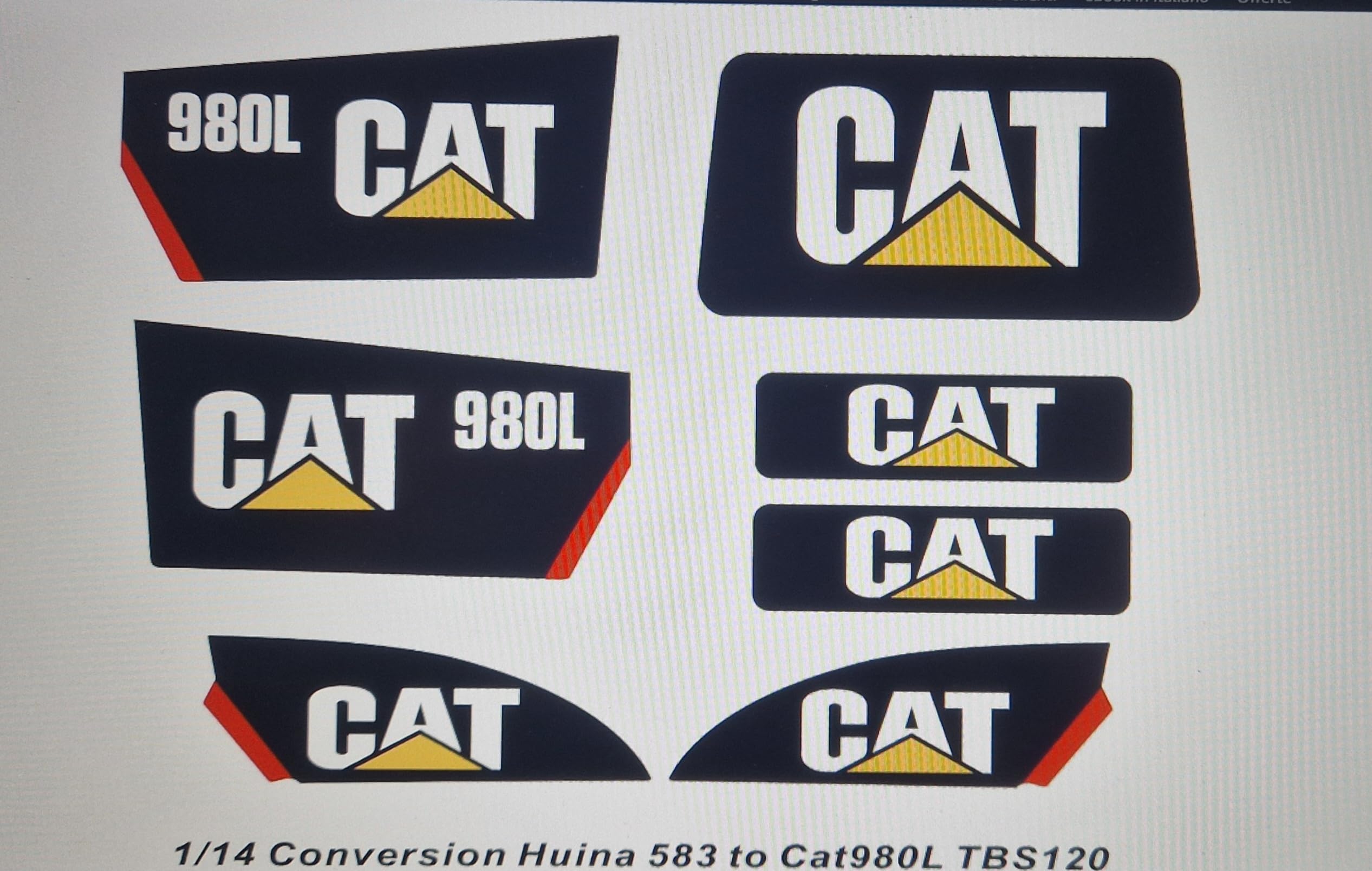 Pegatinas para Huina 583 Conversión a 980L escala 1/14 TBS120