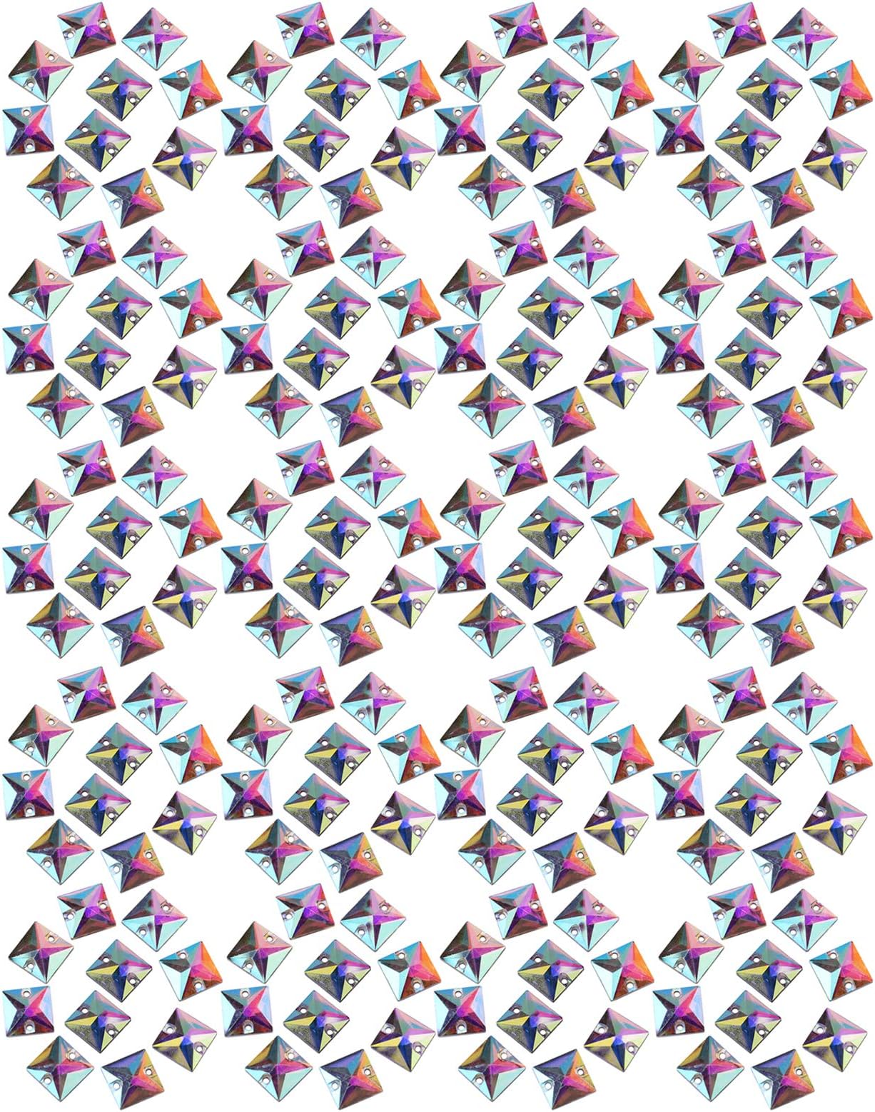 Crazy Purchase Crystal Button, Sewing Resin Button Flatback Acrylic Resin 200pcs Horse Eye Crystal for Fashion Accessories Decoration. for Necklace Bracelets,(clear AB, 10 * 10mm square)