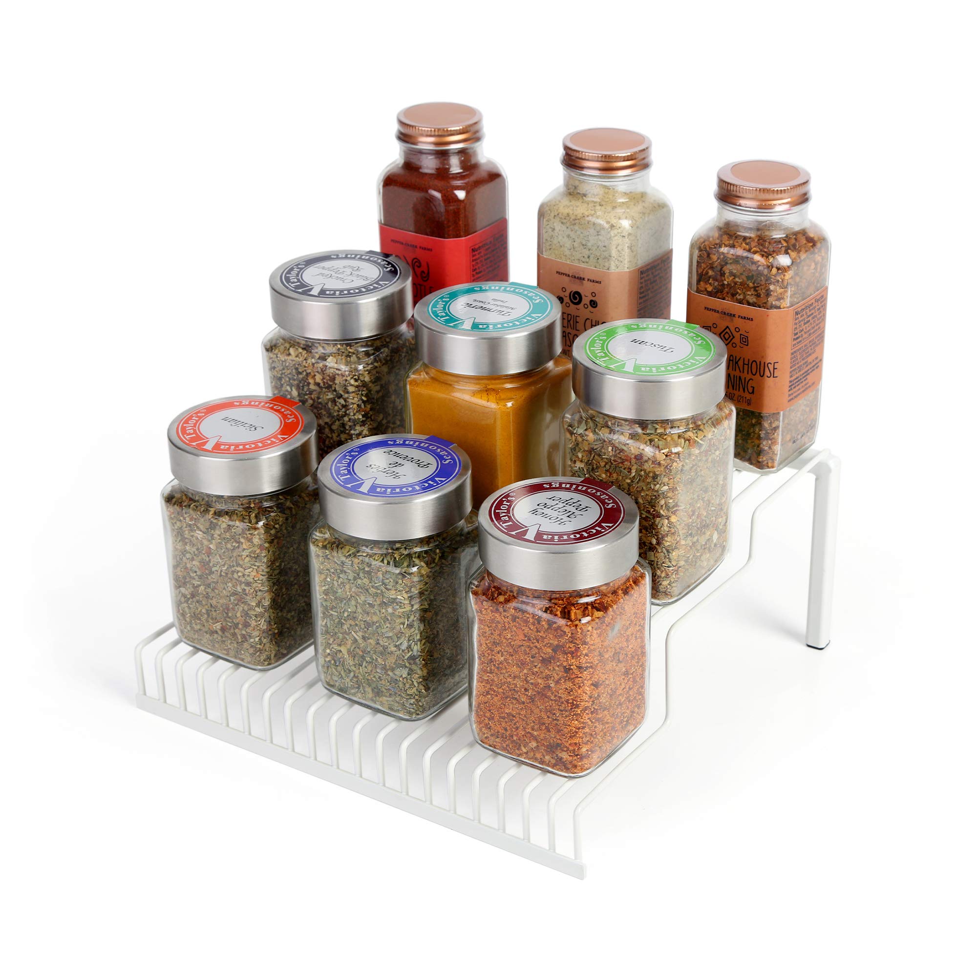 Smart DesignHeavy Duty 3-Tier Spice Rack Shelf Organizer Steel Metal Wire  Cupboard, Jars, Can, Cabinet Pantry Storage Organization Kitchen