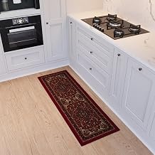 Ottomanson Persian 2x5 Kitchen Runner &ndash; Non-Slip Hallway Runner Rug | Red Throw Rugs with Rubber Backing for Bedroom, Utra-Thin Floor Mat for Entryway Bathroom Laundry Room Rug, 20" x 53"