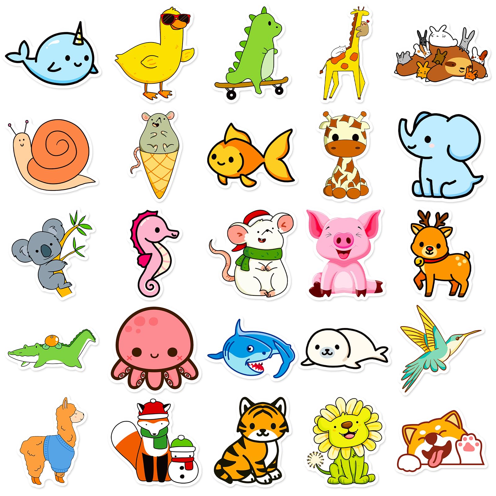Adkumil Cartoon Animal 100Pcs stickers Vinyl Skateboard Cool Stickers no Repeat Stickers Notebook Stickers Guitar Trolley case Stickers Waterproof Graffiti Stickers The Teen Boys and Girls - Image 4