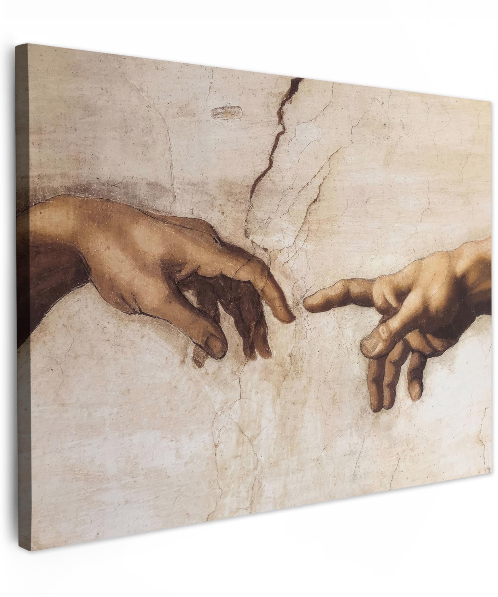 MuchoWow© Canvas Wall Art 31"x24" / 80x60 cm Decor Paintings Print framed on Canvas Pictures for Hallway Adam - Michelangelo - Painting - Creation of Adam