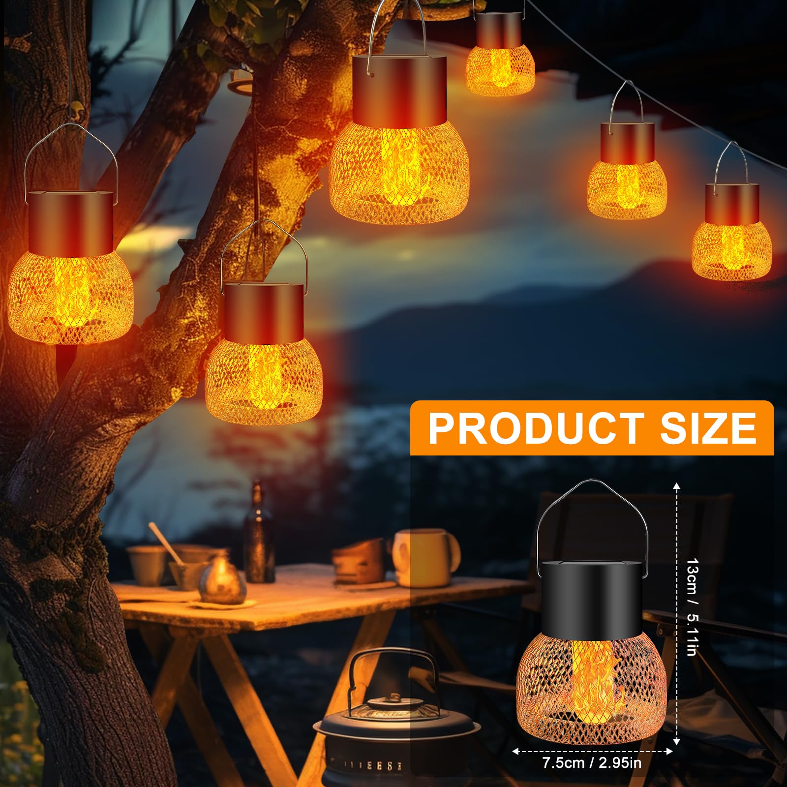 4 piezas Solar Hanging Light, IP65 resistente al agua lámparas solares para exteriores colgantes lámparas solares de jardín para exteriores, lámpara colgante, para jardines, patios, vallas, árboles