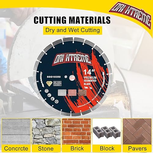 Vista 67 de Hoja de sierra de diamante de 10 pulgadas, 5 piezas, hoja segmentada de uso general para hormigón de corte seco/húmedo, mampostería, ladrillo