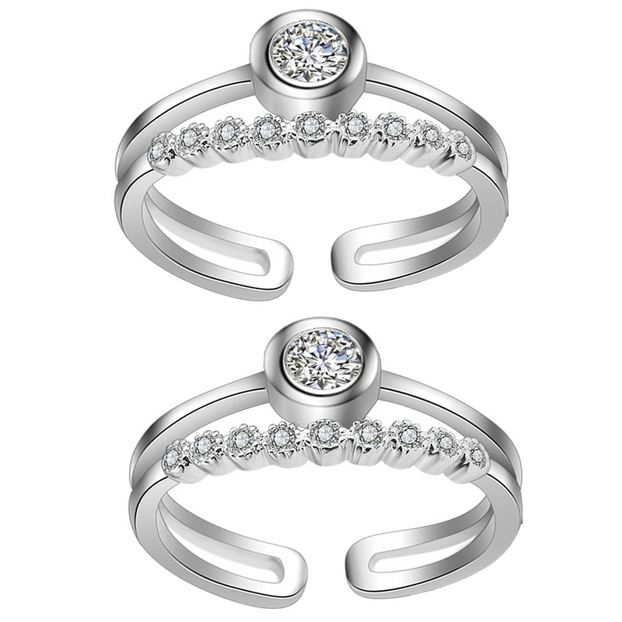 Om Jewells White Rhodium Plated Brass and Cz Stones Studded Adjustable Toe Ring for Women (B07FVVSJLT) Amazon Price History, Amazon Price Tracker
