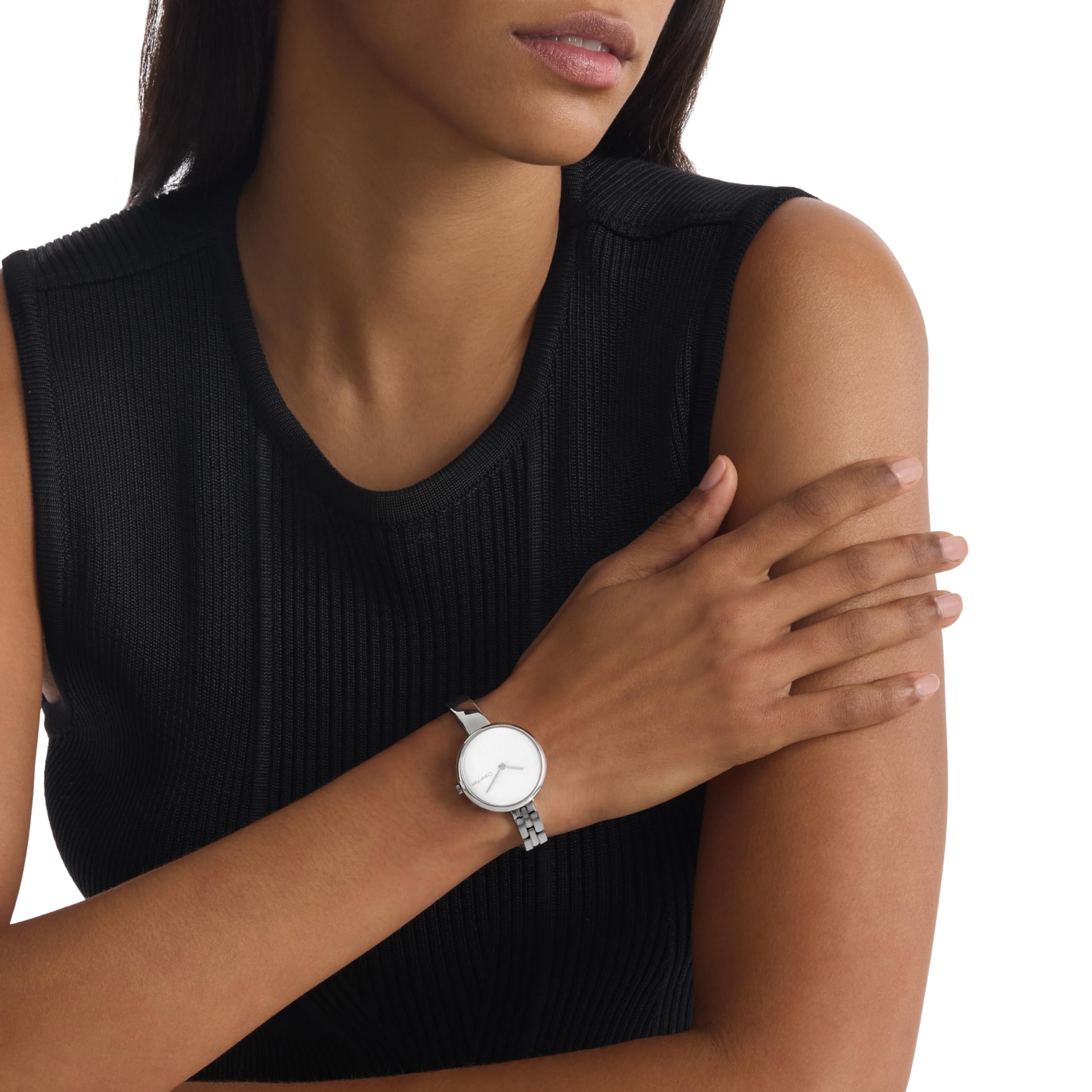 Calvin Klein Reloj Analógico de Cuarzo para Mujer Colección Bangled con Pulsera de Acero Inoxidable en Plateado o Dorado