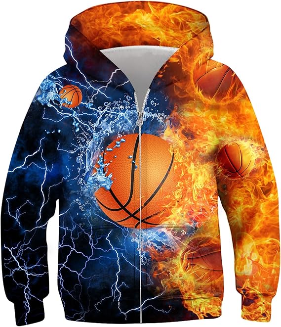 Idgreatim 6-14T Boys Zip Up Hoodies Kids 3D Graphic Hoody Sweatshirt Zipper Pullover with Pockets