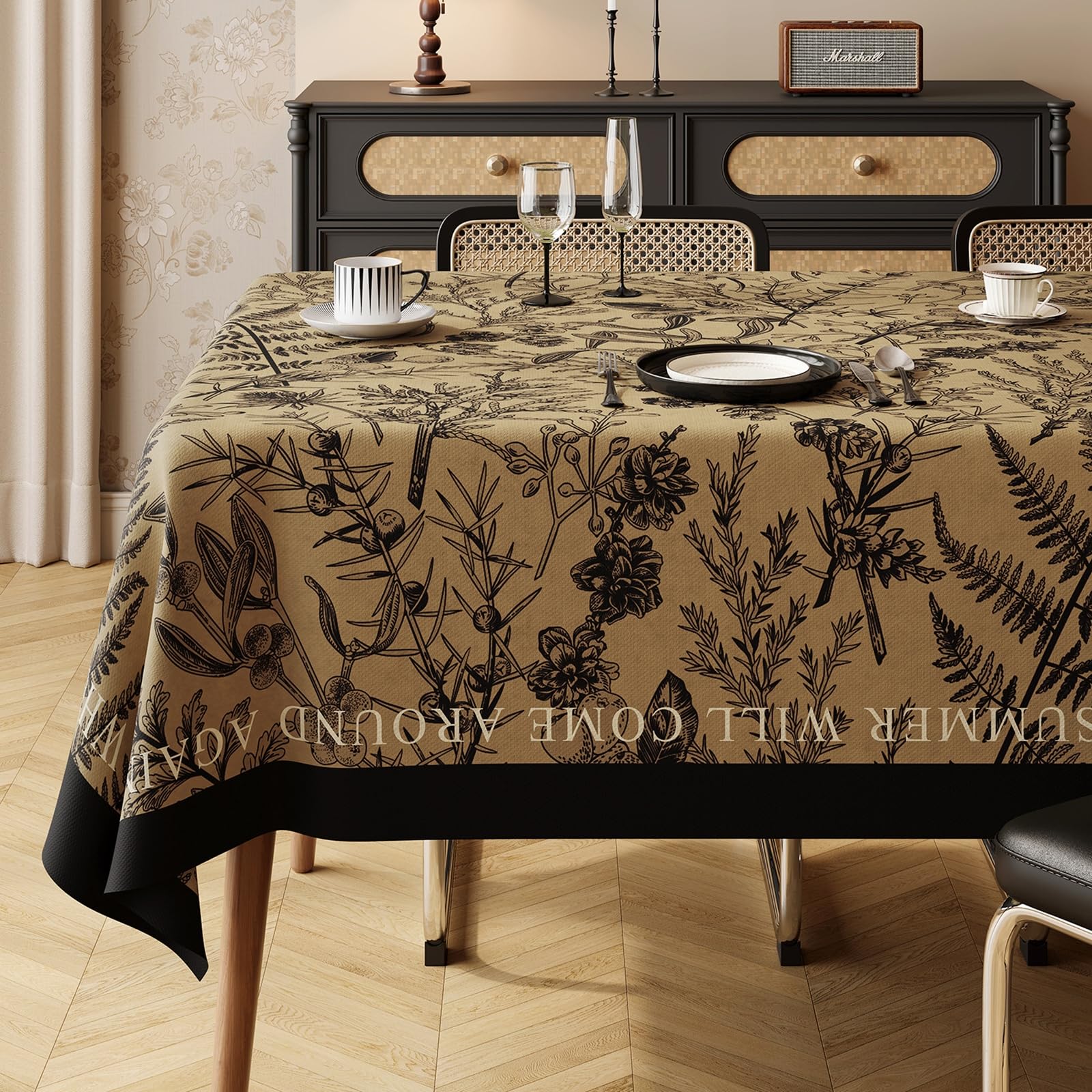 Kwadratowe obrusy do czyszczenia khaki kwiat obrus 140 x 140 cm