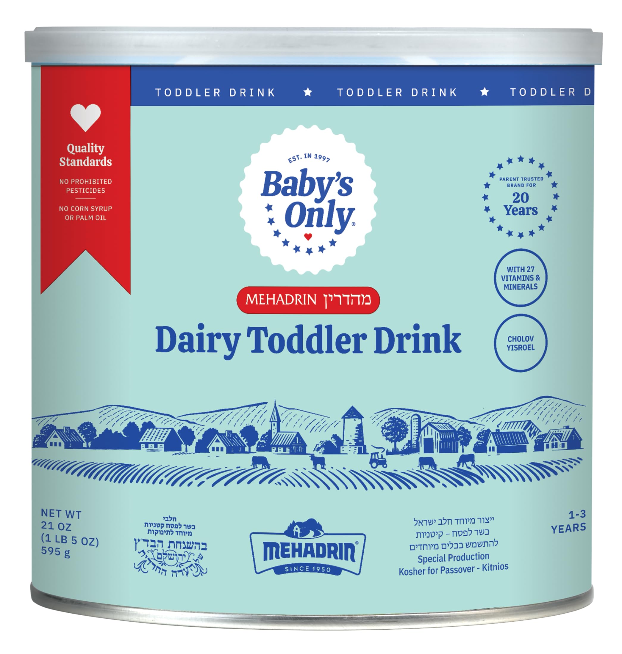 Baby's Only Dairy Toddler Drink, Toddler Nutritional Drink with Iron, Vitamin D, Calcium, 27 Vitamins & Minerals, 12 Months Old & Up, 21 oz, 1 Pack