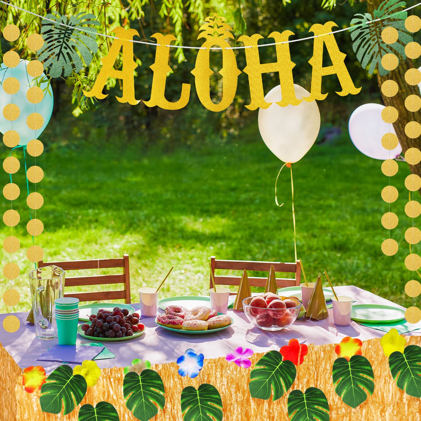Jupe De Table Hawaïenne Jaune – Décoration Tropicale Luau 270x75cm Pour Fête Plage Piscine Jardin