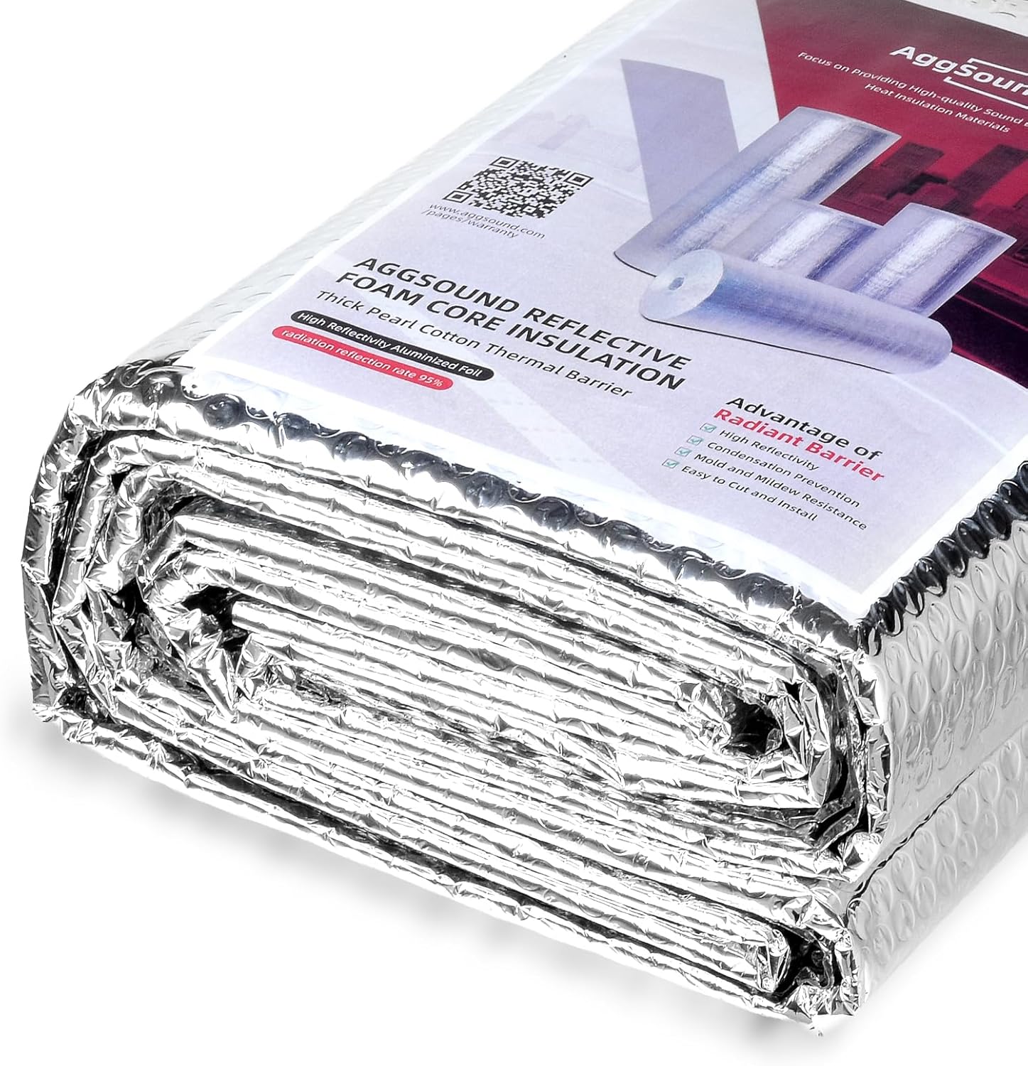 Reflective Insulation Aluminum Foil Sheets 47.2 in X 20 FT，3mm, Bubble Wrap for Packing Attic Door Insulation Cover, Window Tint for Home Heat Blocking, Window Film, Garage Door Screen