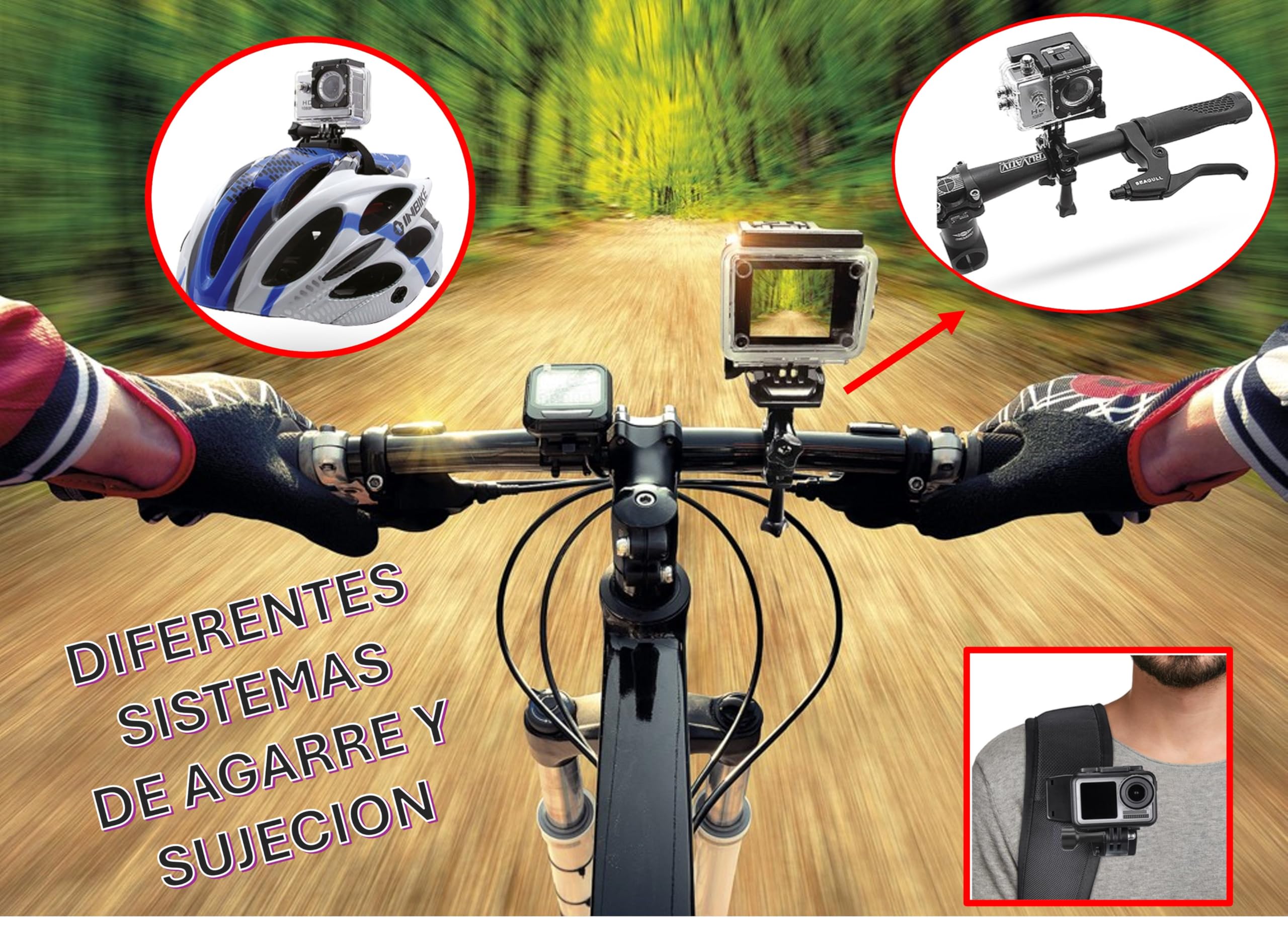 Cámara Deportiva y Accion 4K 30FPS, 20MP, Sumergible, Resistente al agua, Videocámara de Casco, WiFi con EIS Antivibración, Cámara Subacuática Buceo 30M con Micrófono Integrado, con Accesorios