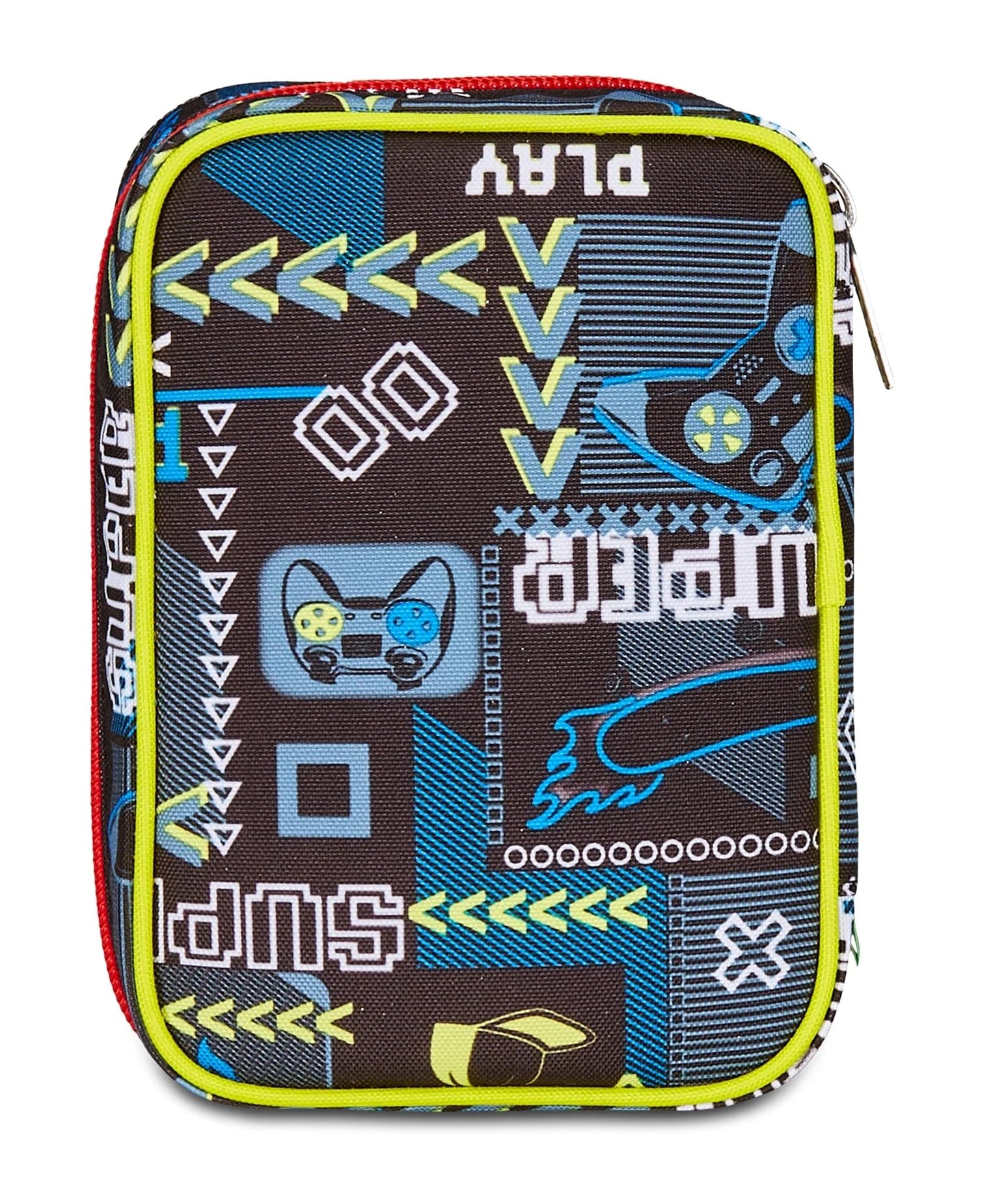 Astuccio Scuola Seven Speed Pad Funnygoal Calcio Chiusura zip completo + portachiave calcio 3D e doppio set colori + Ricambio 12 pastelli e 12 pennarelli
