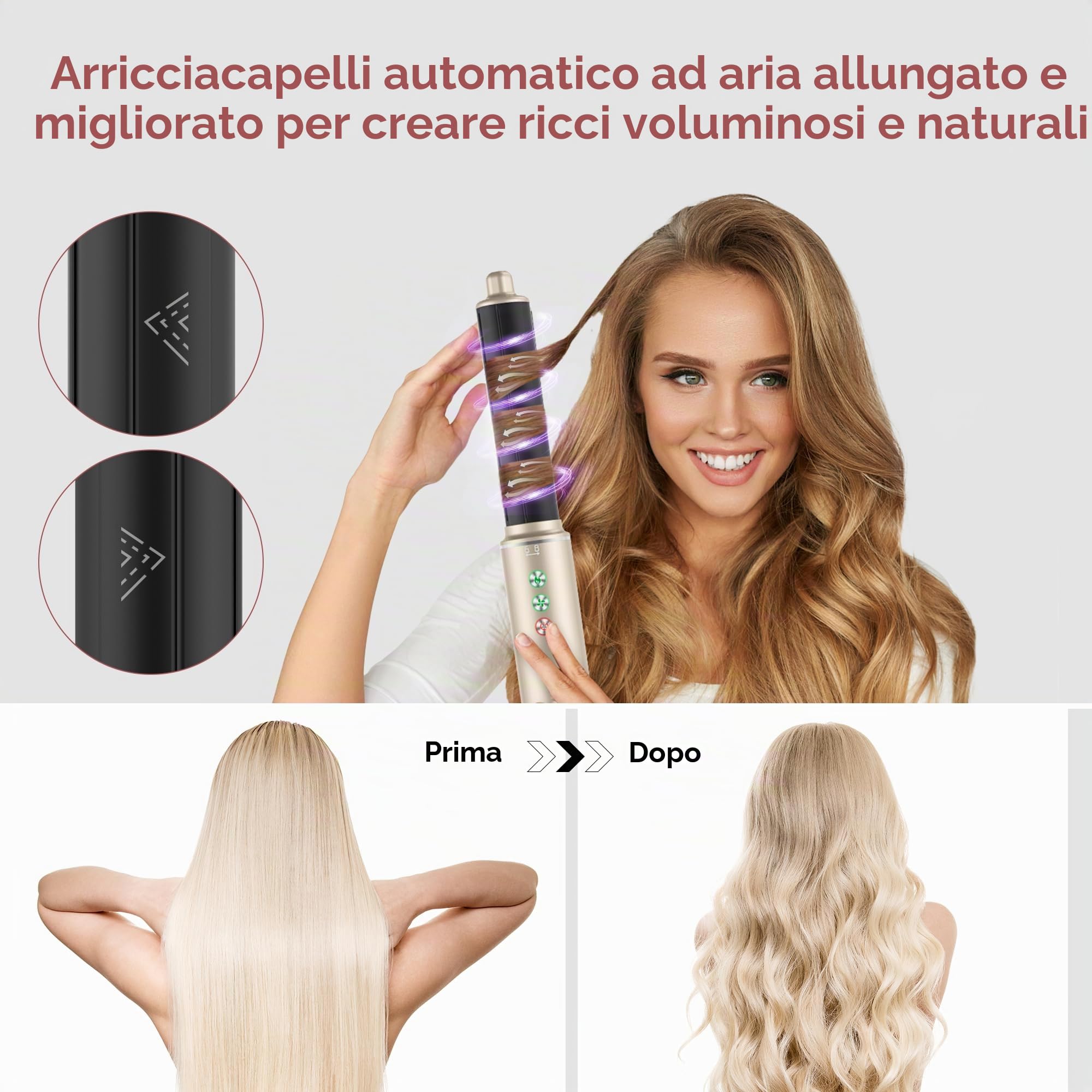 MogaWave Air Styler 7 in 1 Hair Styler, Asciugacapelli 110000 RPM 20m/s, Asciugacapelli Styler con Hairstyler, Arricciacapelli ad aria, Spazzola Lisciante, Styler Capelli, Leggero e Silenzioso