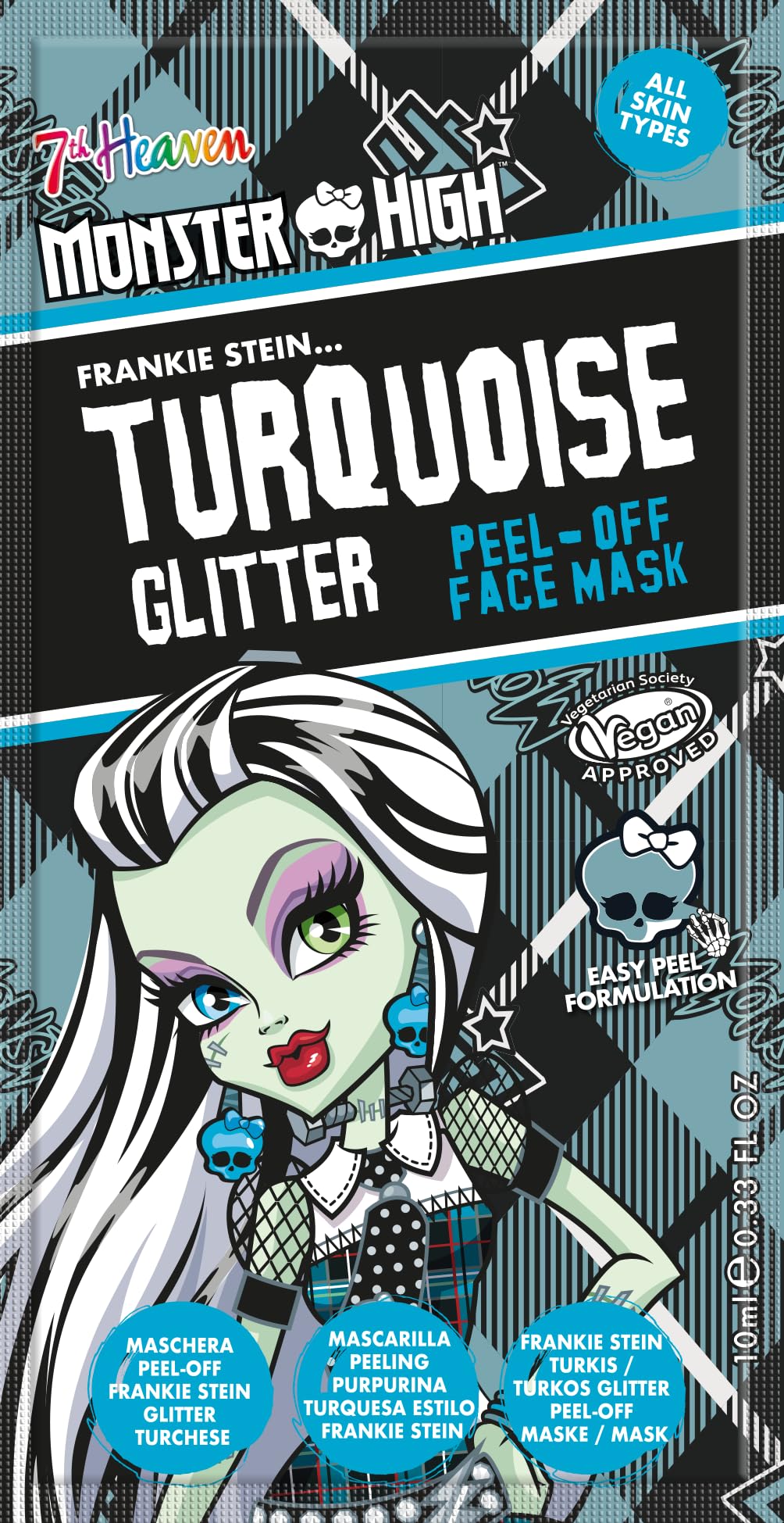 7th Heaven Monster High Frankie Stein Turquoise Glitter Peel Off Face Mask
