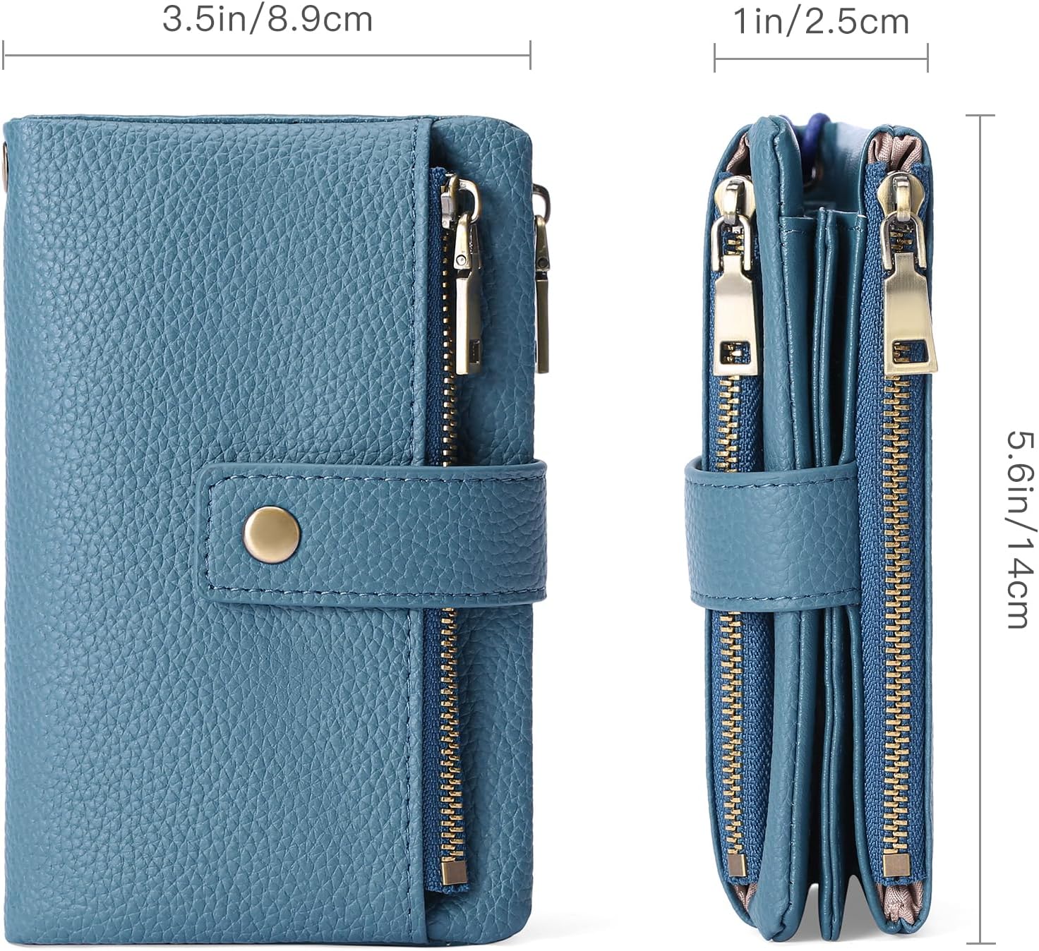 SENDEFN Small Wallet for Women Leather RFID Blocking Wristlet Wallet Credit Card Holder with Double Zipper Coin Purse Ladies Bifold Purse - Image 3
