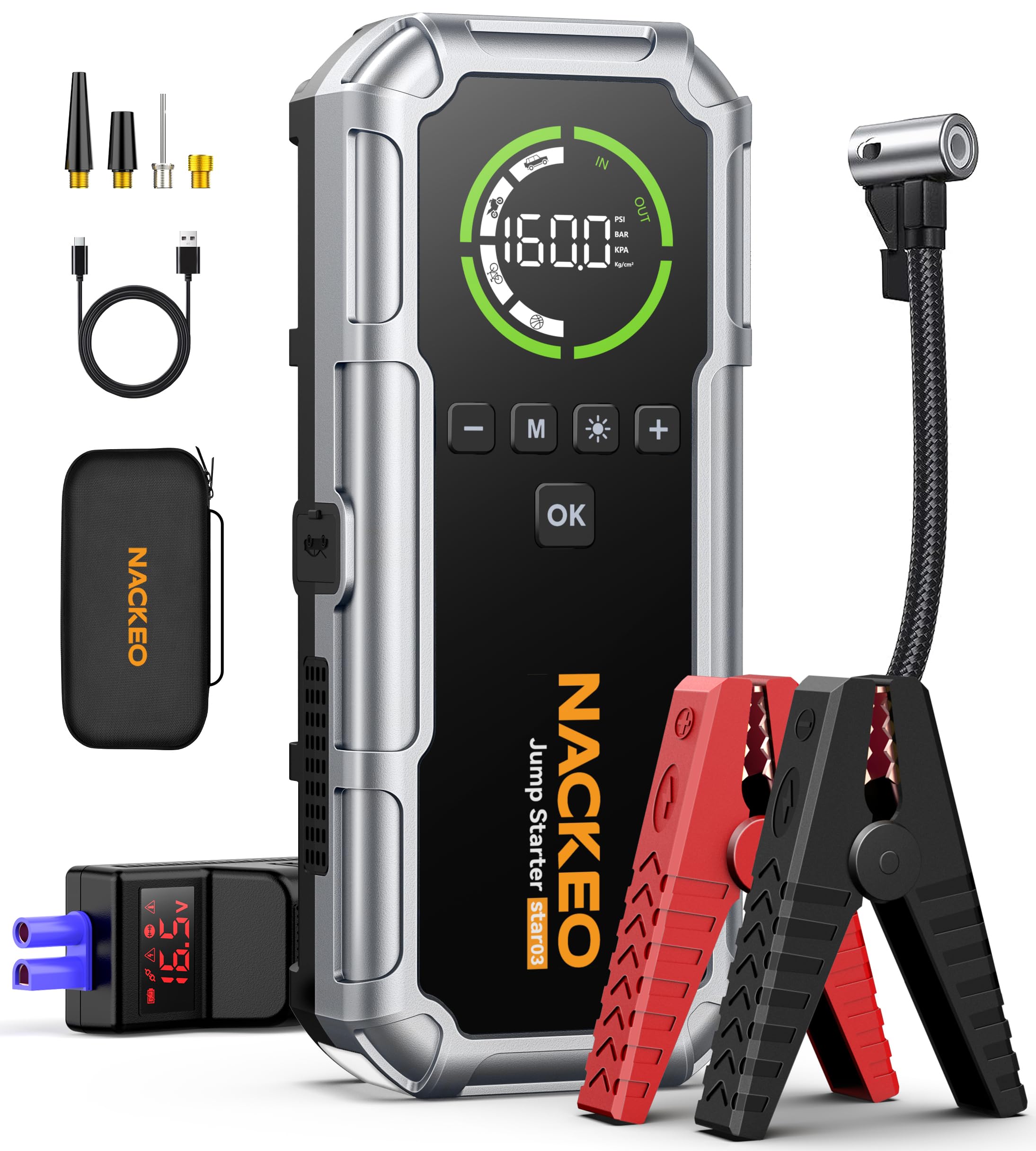 Arrancador 8000A con Compresor y Cargador USB 20.000mAh