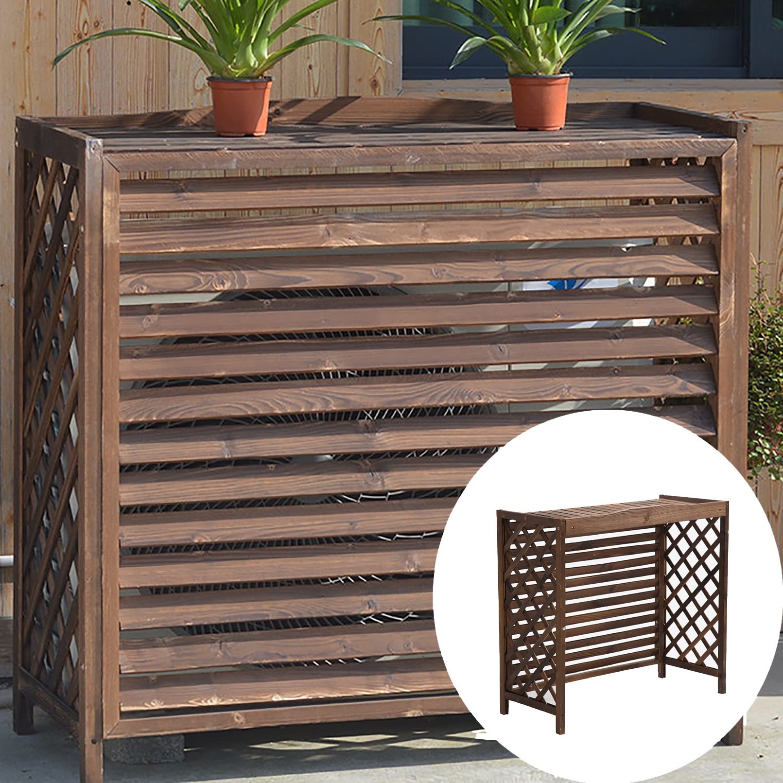 Présentoir de pot de fleur de balcon pour cacher le climatiseur