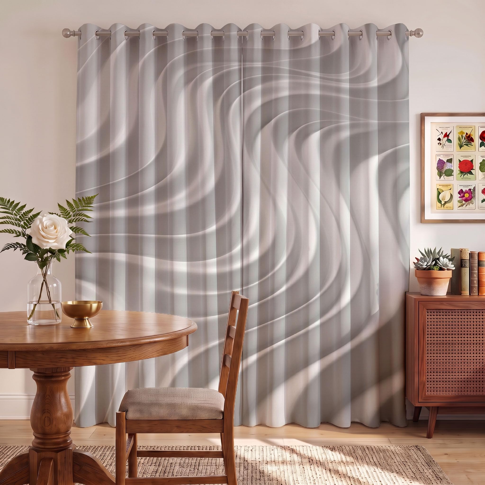 Tende Oscuranti Texture Ondulata 3D 117 X 137 cm 2 Pannelli, Tende oscuranti Minimalismo, Riduzione del Rumore Decorazione Casa per Camera da Letto E Soggiorno, Bianco