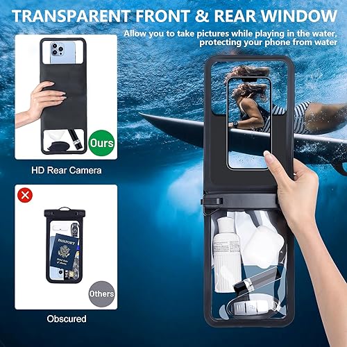 Miniatura 5 de Niveaya Hasta 10.5 pulgadas Bolsa impermeable para teléfono - Paquete de 2, funda impermeable con cordón para teléfono con iPhone 1615141312 Pro Max