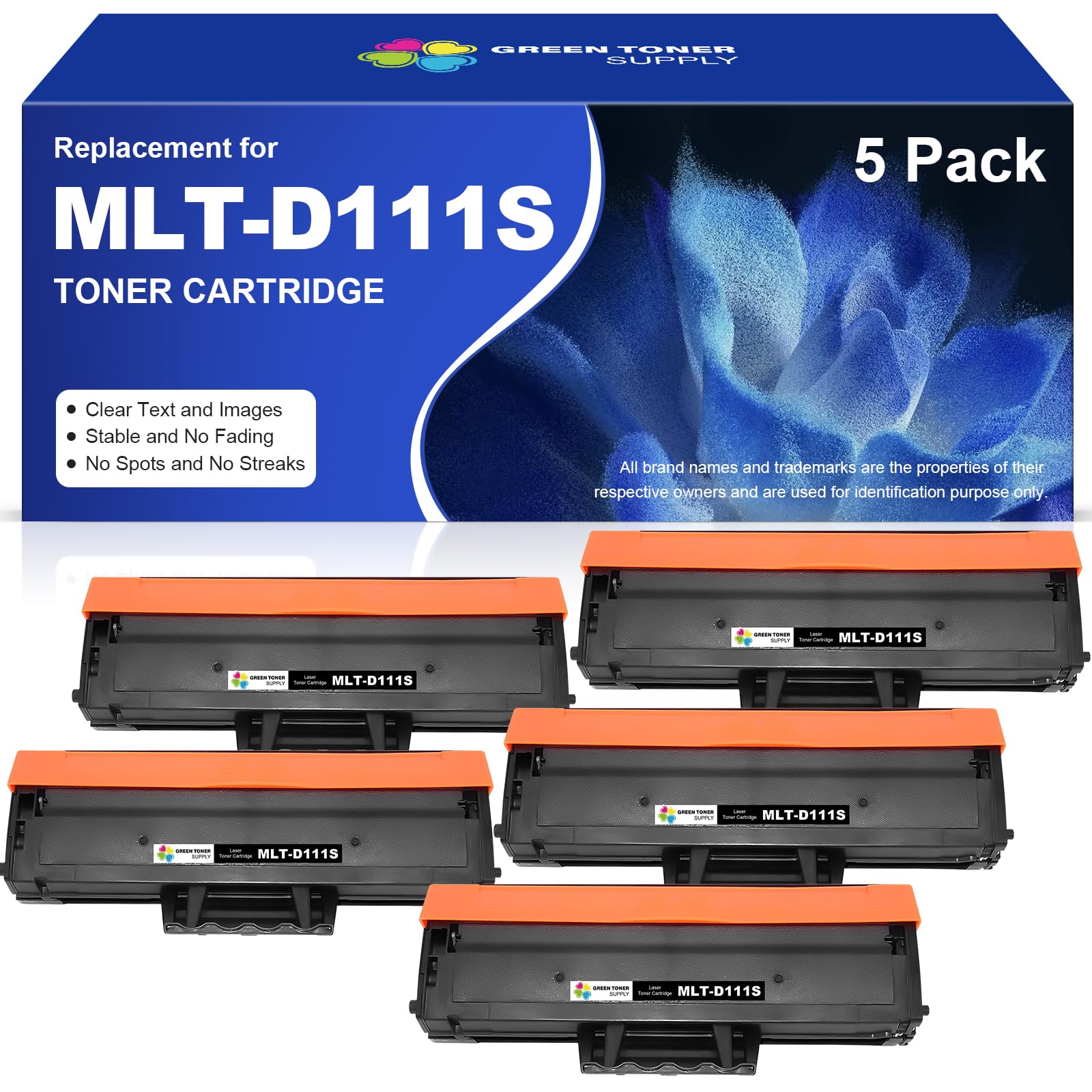MLT-D111S Toner Cartridge (5 Black) Replacement for Samsung MLTD111S D111S 111S Toner for Samsung Xpress SL-M2020 SL-M2020W SL-M2022 SL-M2022W