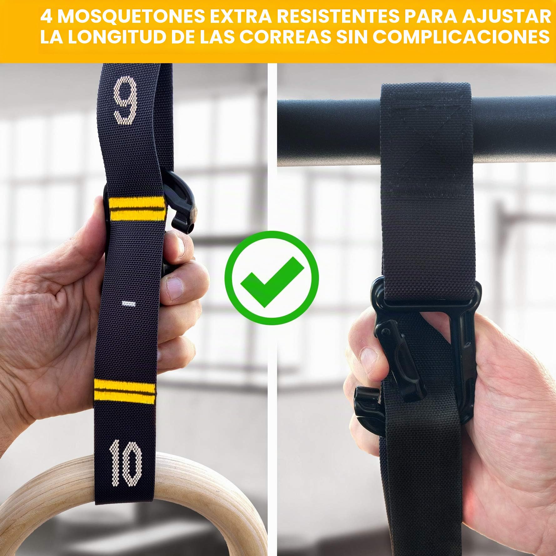 Anillos de Gimnasia de Madera Double Circle con Correas de Ajuste Rápido y Guía de Videos