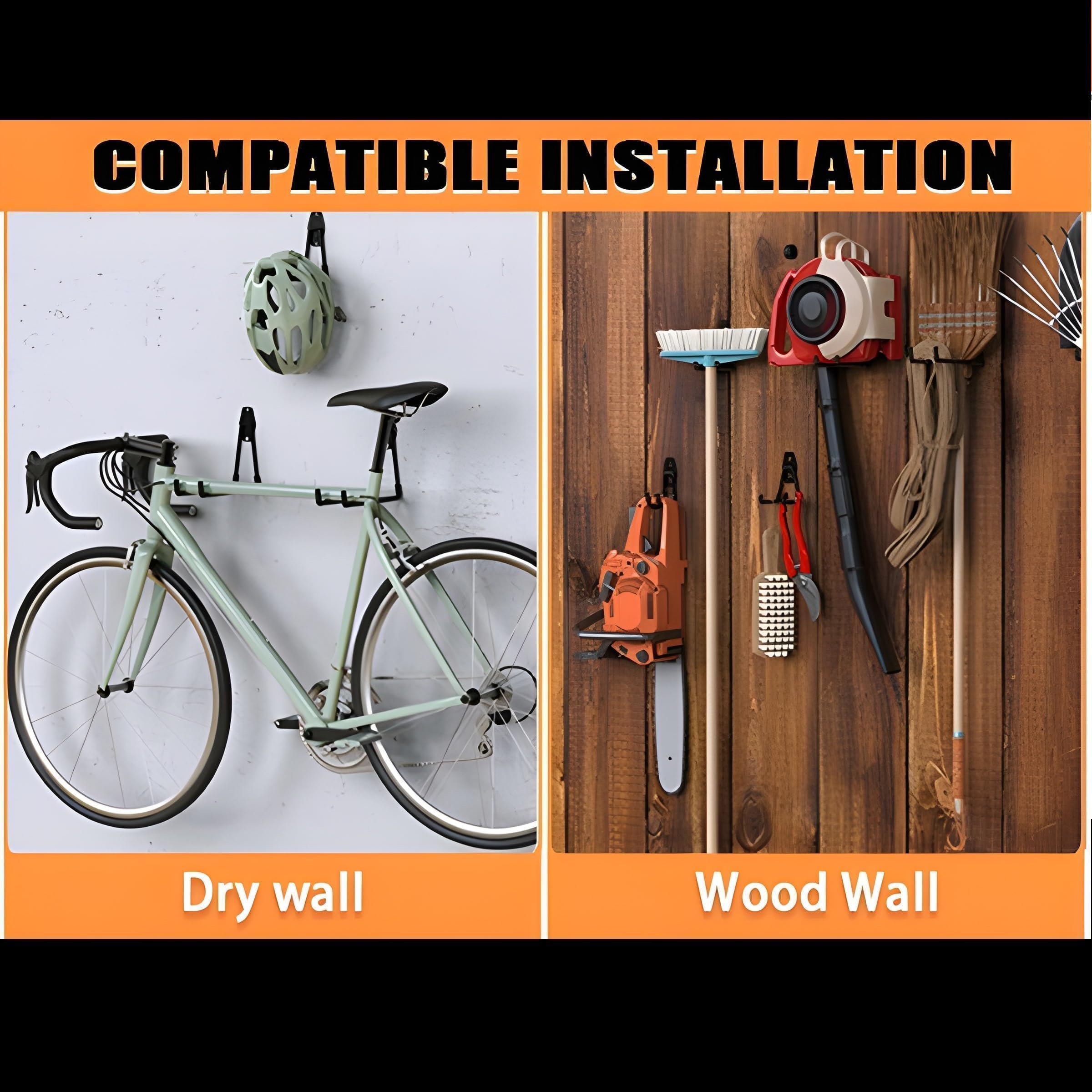 GUDEMAY 32 ganci da parete per garage, carichi pesanti, con viti e protezione in gomma, per garage, salvaspazio, per attrezzi, biciclette, scale, sci, attrezzi da giardino
