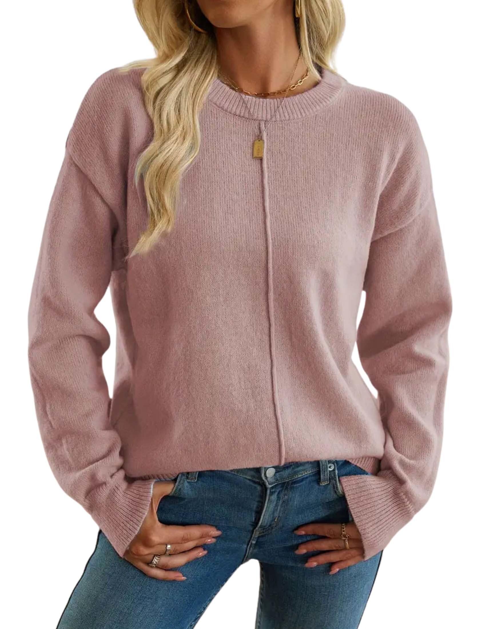 LIZALIG Womens Fall Sweaters Casual Warm Soft Crewneck Lightweight Long Sleeve Fashion Pullover Tops Outfits