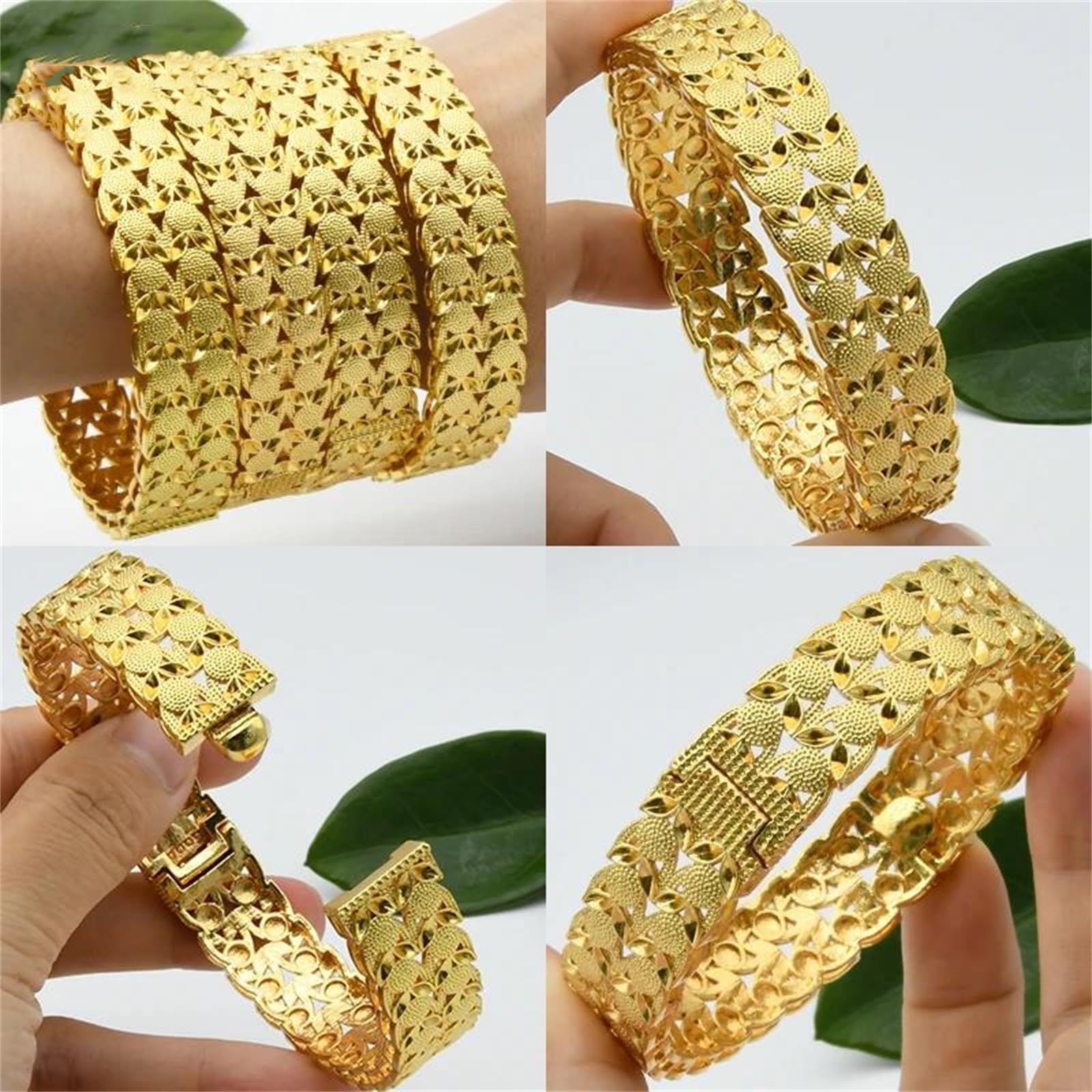 LLXYWJ Bracciale Rigido Regolabile da Donna Color Oro Largo 13 mm, caratterizzato da Un Polsino in Stile Designer per Una Dichiarazione di gioielleria Bohémien