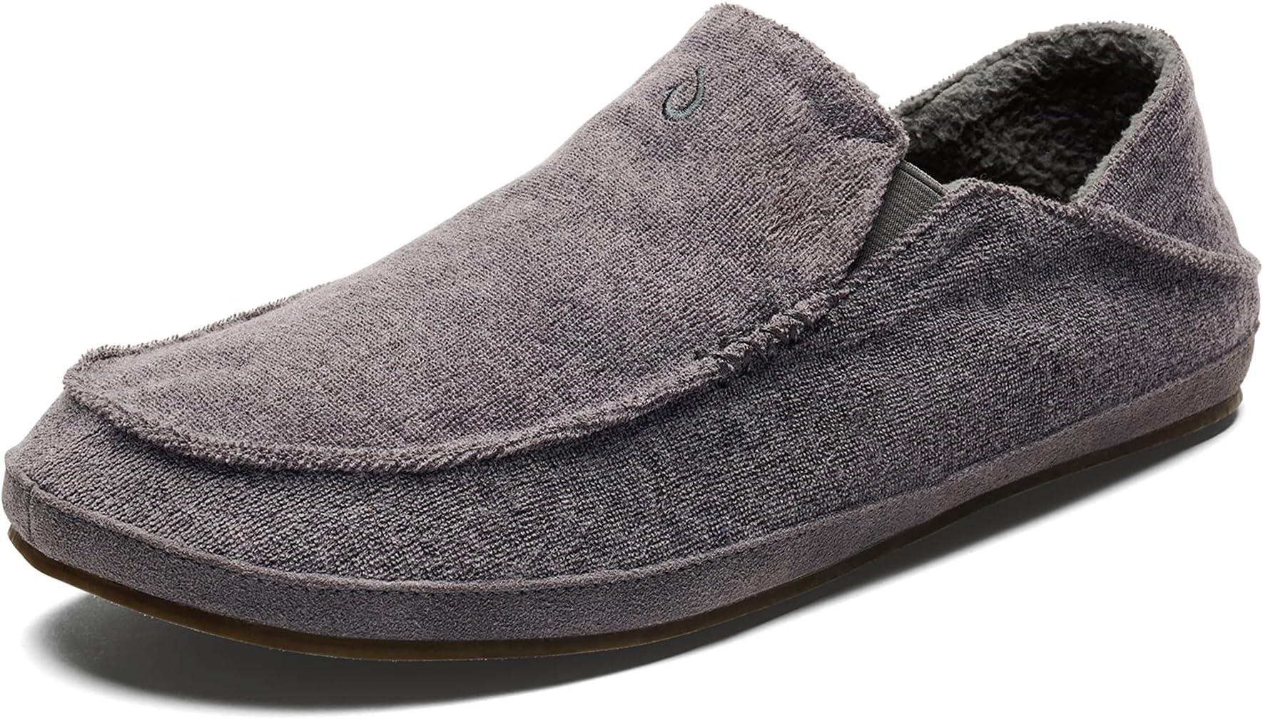 OLUKAIMoloa Hulu Men's Wool-Blend Slippers, Soft & Heathered Knit Slip On Shoes, Suede Leather Foxing, Drop-in Heel Design