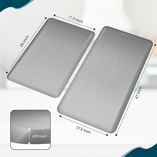 Miniatura 2 de Luxury Anti Fatigue Mats for Kitchen Floor–2 Piece Cushioned Set (17.3"x28" & 17.3"x47") – Ergonomic Standing Desk Mat for Office or Kitchen–PVC,