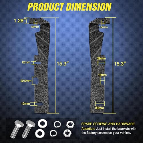 Miniatura 6 de Nilight Soportes de luz de zanja, bisagras de capó, soportes de montaje para luz auxiliar todoterreno LED, luz de trabajo en capó para 2009-2018