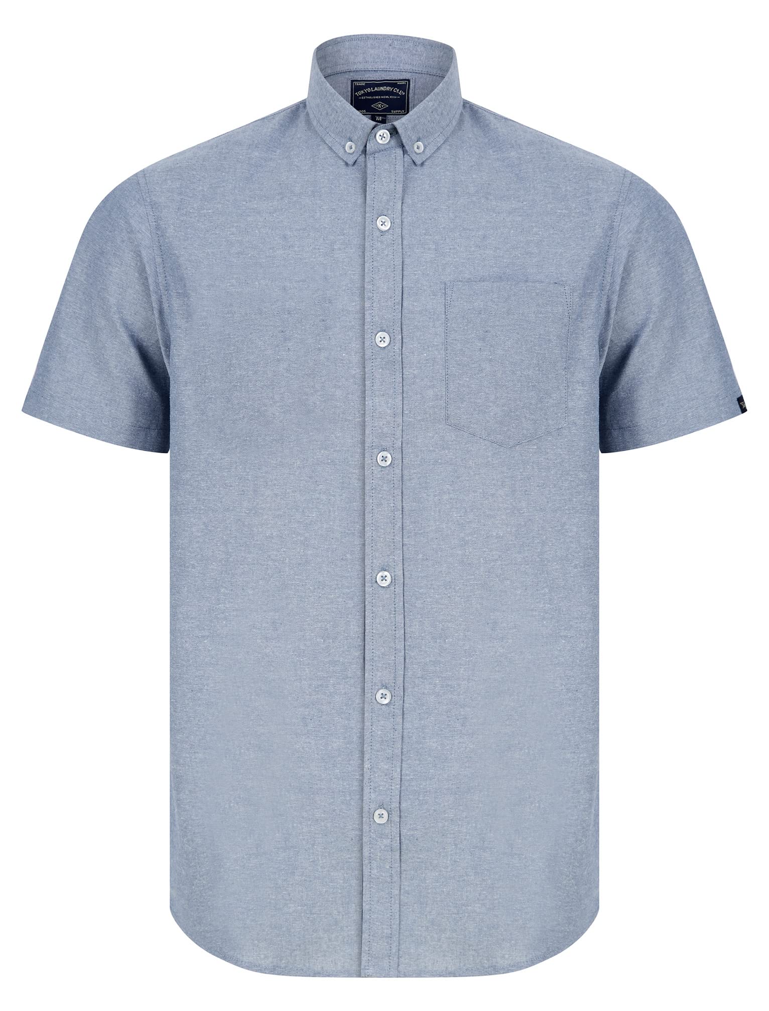Tokyo Laundry Cotton Chambray Short-Sleeve Shirt - Blue - Men's - Size M