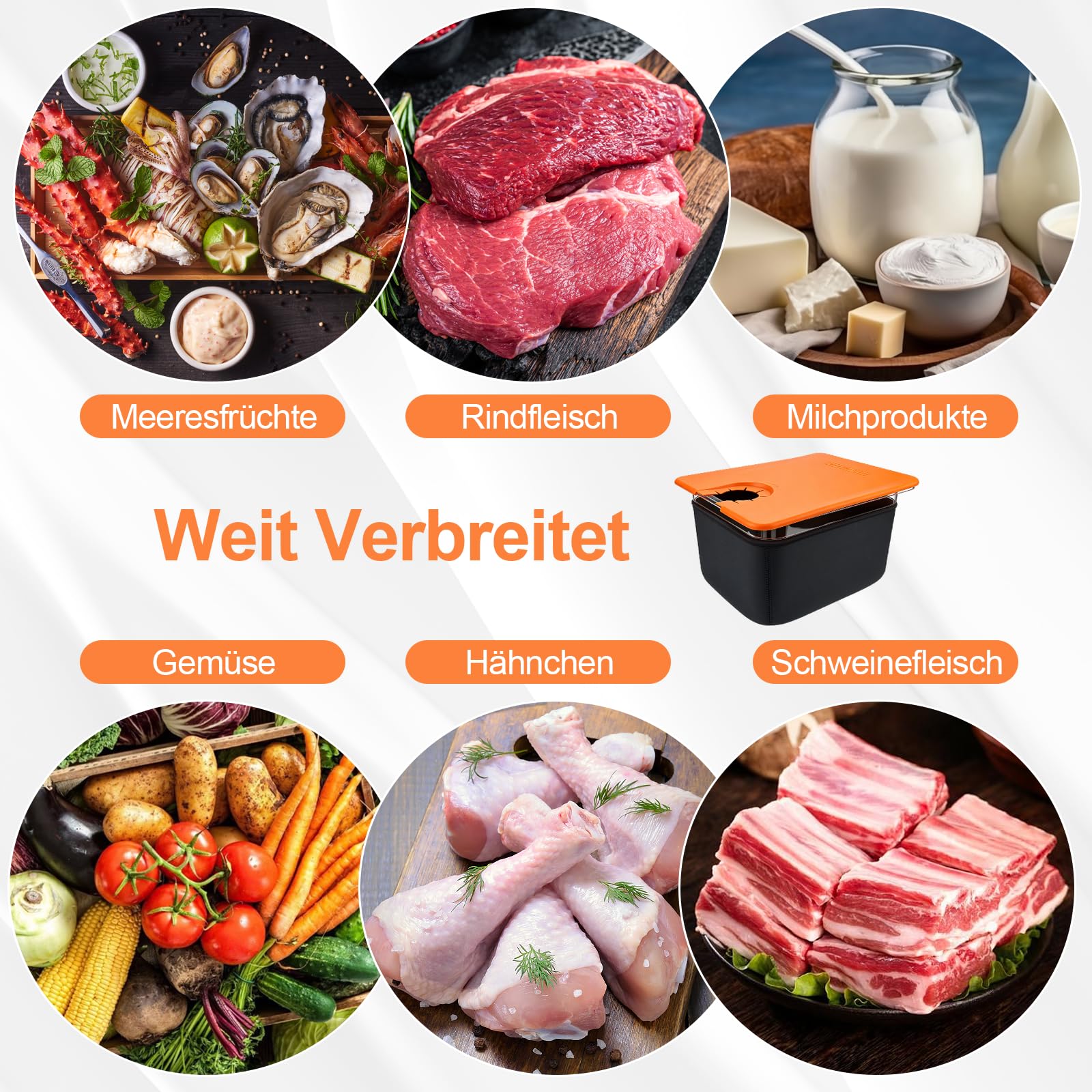 Sous Vide Behälter 12L, Sous Vide Container Deckel, Thermohülle und Rack für Meisten Sous Vide Garer, Multifunktionaler Transparenter Behälter (Frei von BPA) Geeignet für Fisch Fleisch und Gemüse