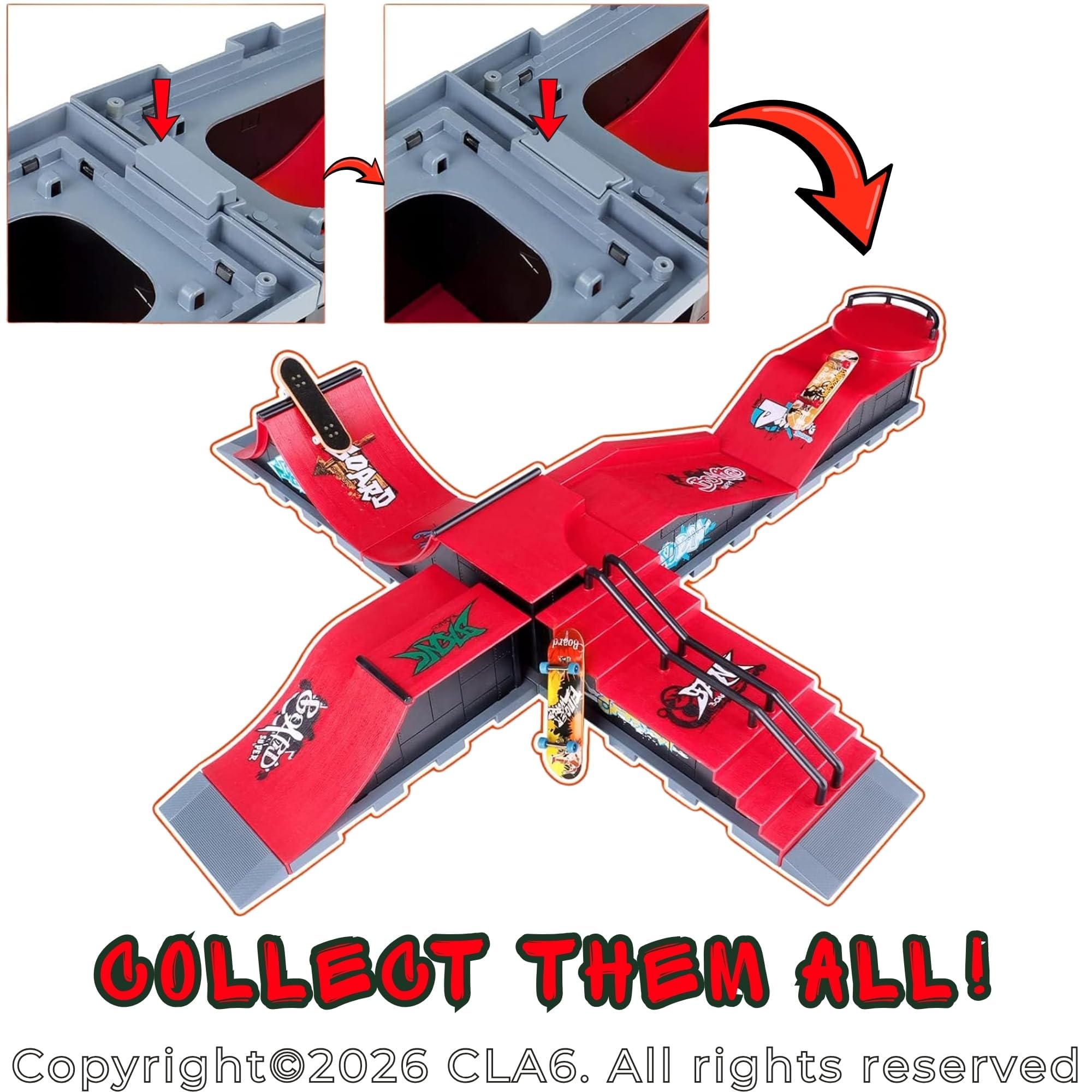 CLA6 Mini Skatepark Kit | Beginner Fingerboard | Complimentary Tools, Wheels and eBook | 2