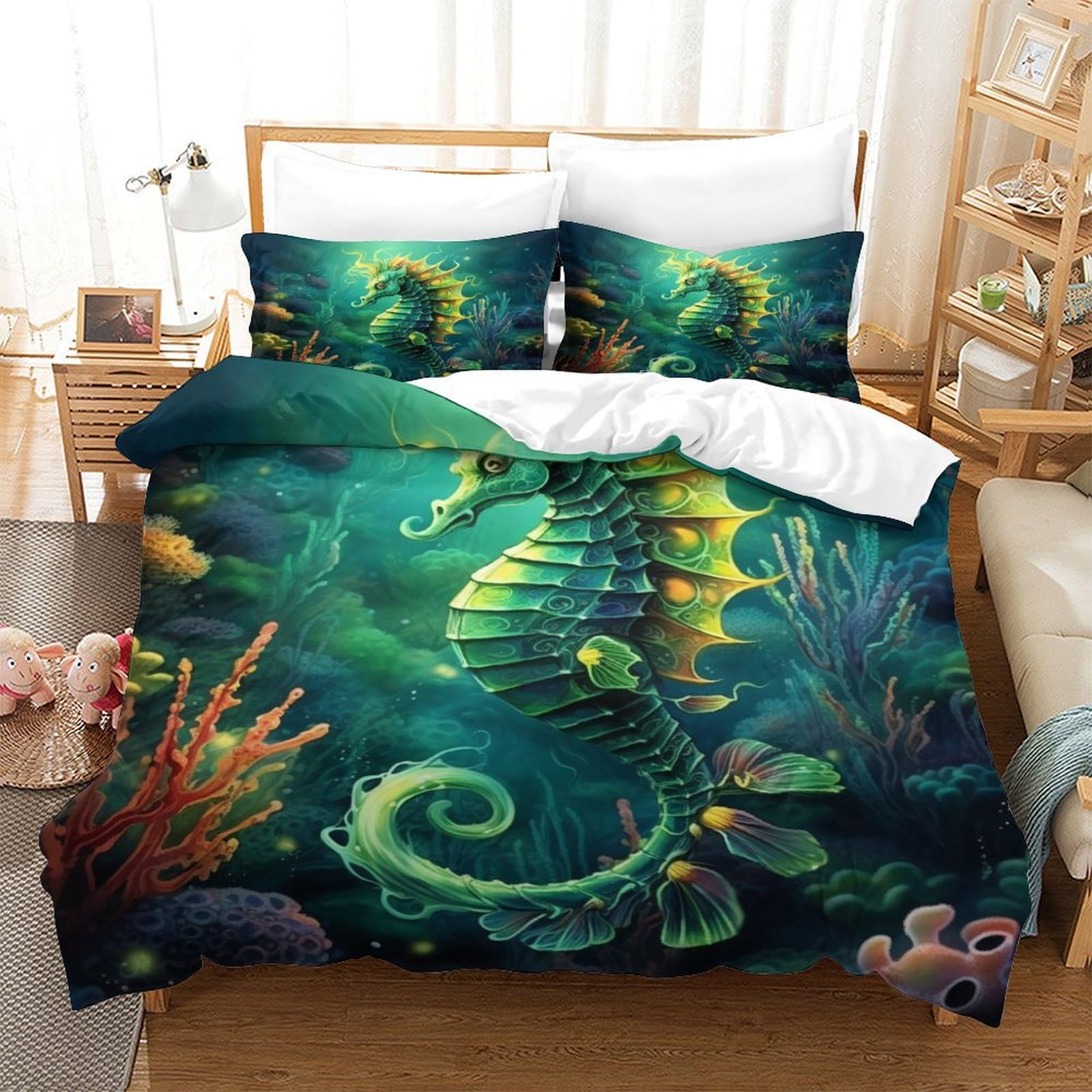 Parure de lit hippocampe 3D pour chambre d'enfant originale en taille 140x200