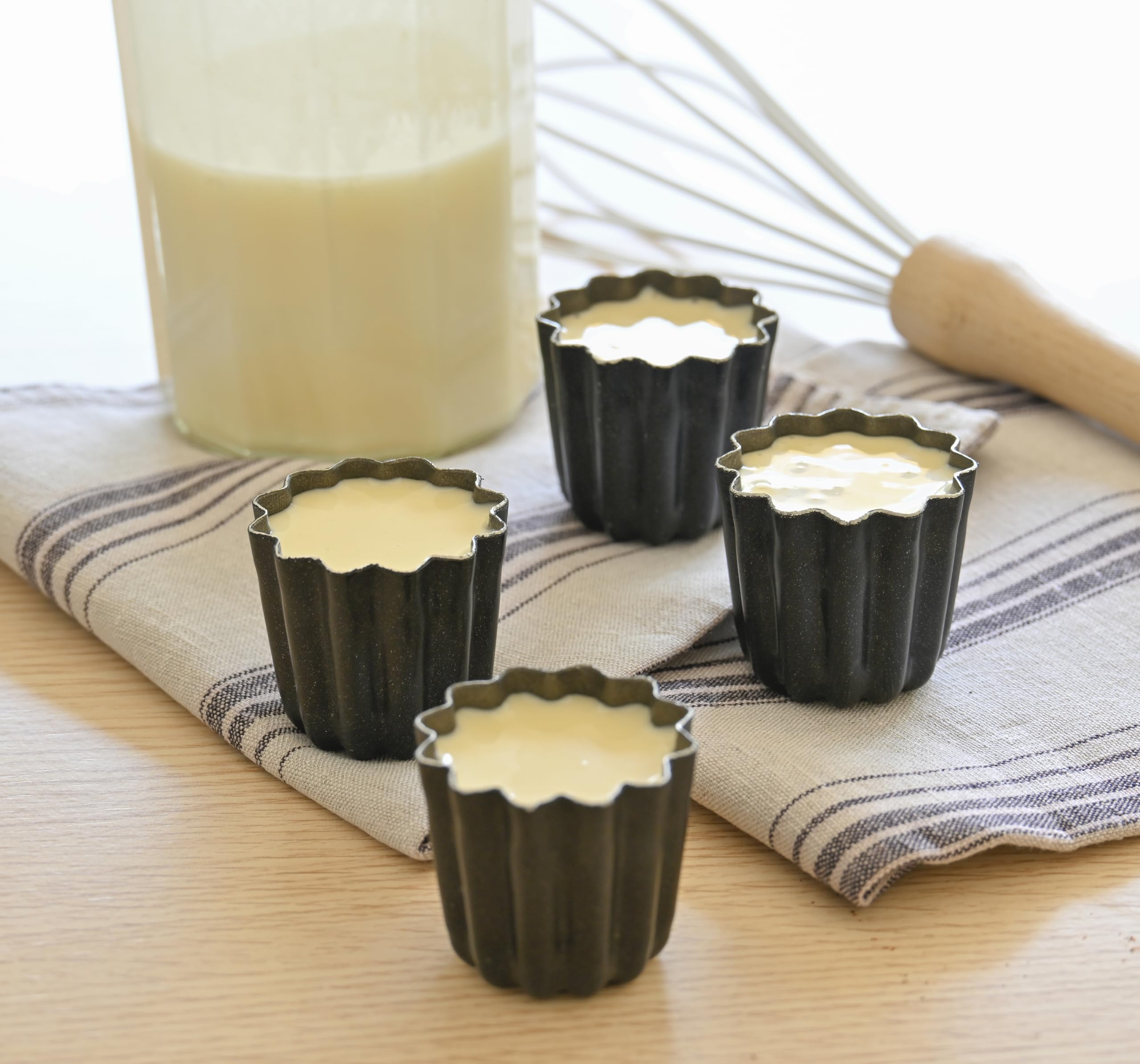 patisse 43014 - Lot de 4 Moules à Canelés Aluminium revêtu – Noir - Ø 4,5cm