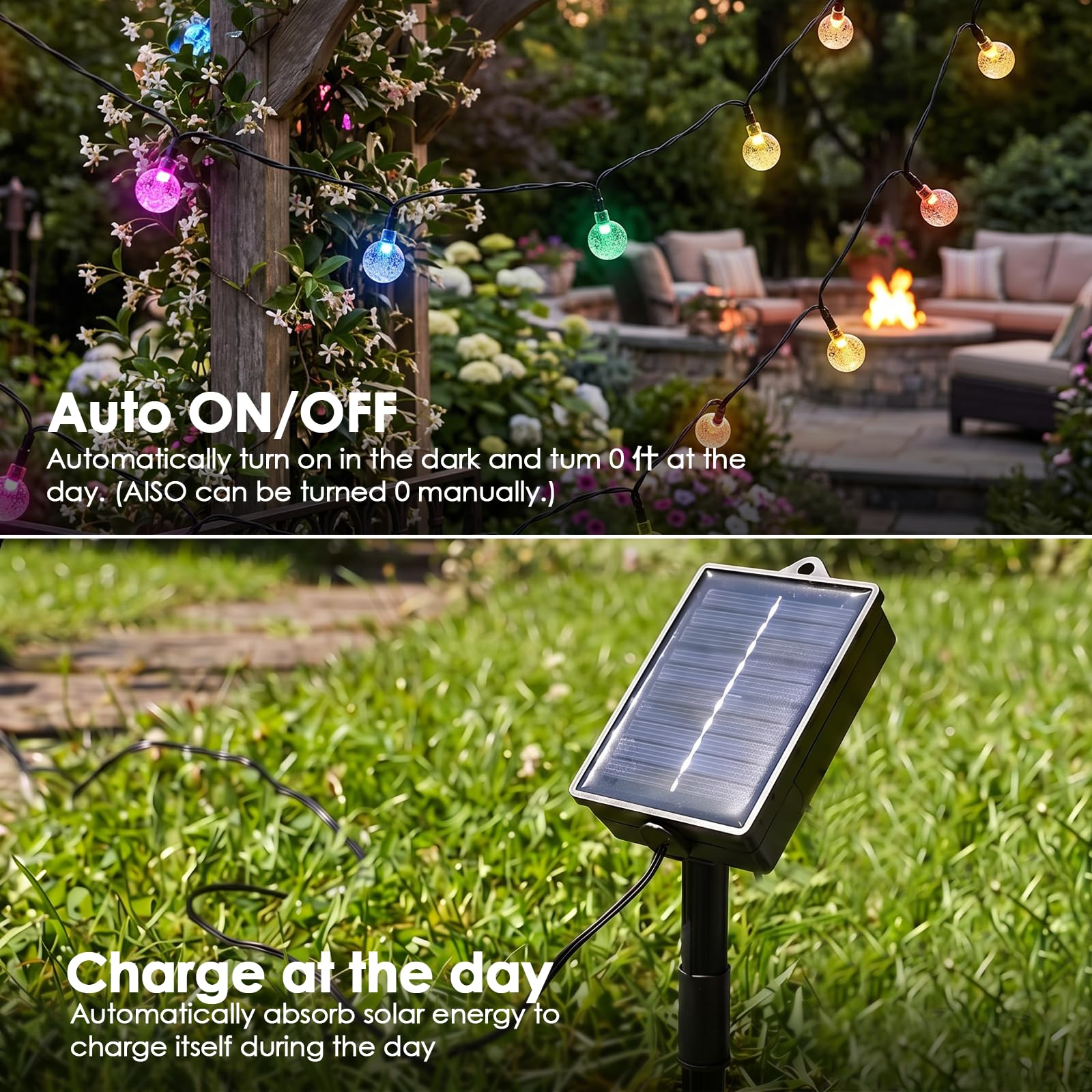 Tomshine Solar-Lichterkette für den Außenbereich, wasserdicht, mit Fernbedienung und Timer, 100 LEDs, 12 m, 8 Beleuchtungsmodi, wasserdicht, solarbetrieben, für Garten, Hof, Veranda, Hochzeit, Party