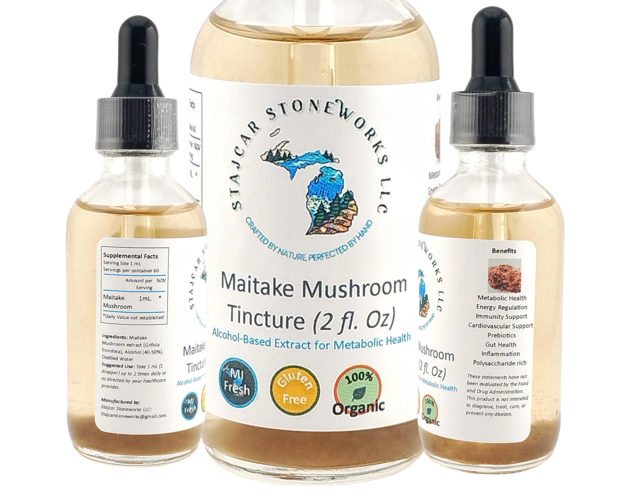 Organic Maitake Mushroom Alcohol Tincture – Wellness Support, Immune Function, & Energy Boost – 2 oz Double Extracted, Triple-Micron Filtered for Superior Clarity and Purity