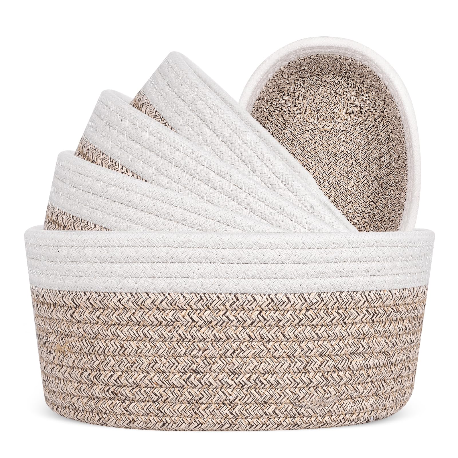 Lot De 5 Paniers De Rangement En Corde Tissée Verdenu - Avec Poignées - Pour Salon, Salle De Bain, Chambre