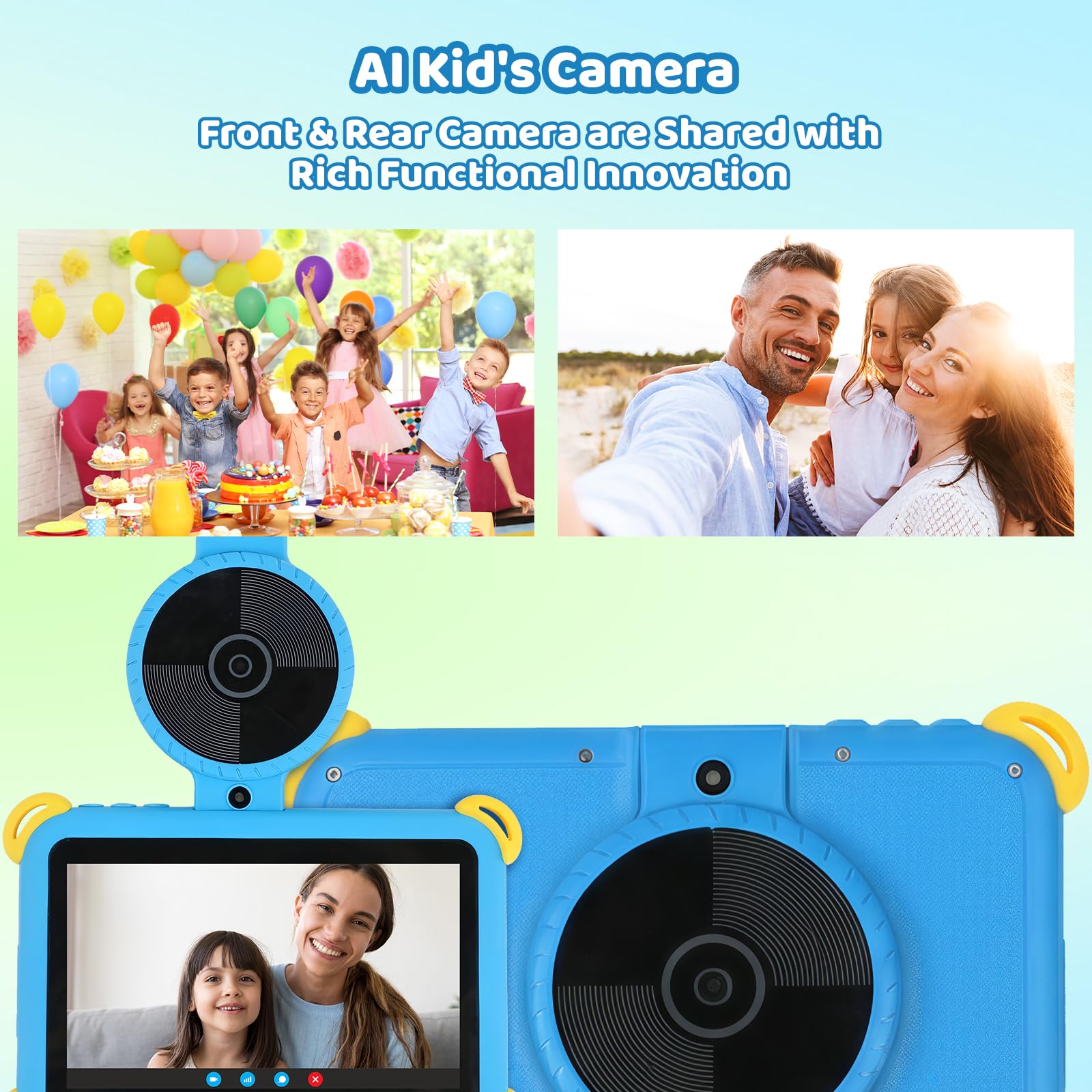 Ainmel Tablet per bambini da 7 pollici Android 15 Tablet per bambini, 20 GB+64 GB (TF 1TB), tablet Android con controllo genitori, AI Dual Cam&Learning, WiFi 6/BT 5.3, Widevine L1, tablet per bambini