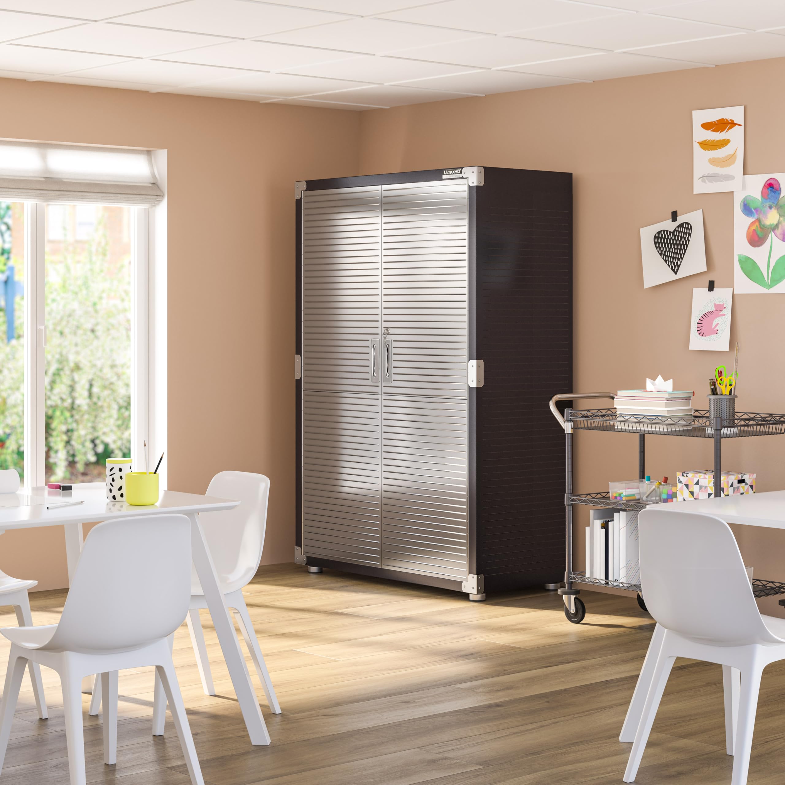 Seville Classics UltraHD® Mega Gabinete de Almacenamiento, para Garaje, Oficina, 121,9 x 60,9 x 182,9 cm, Grafito