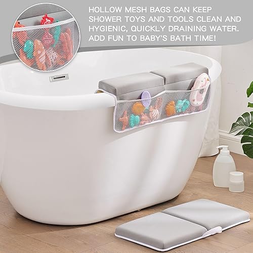 Miniatura 5 de Juego de almohadillas de baño para rodillas y codos, gruesa y suave de secado rápido para el baño del bebé, espuma viscoelástica con organizador de