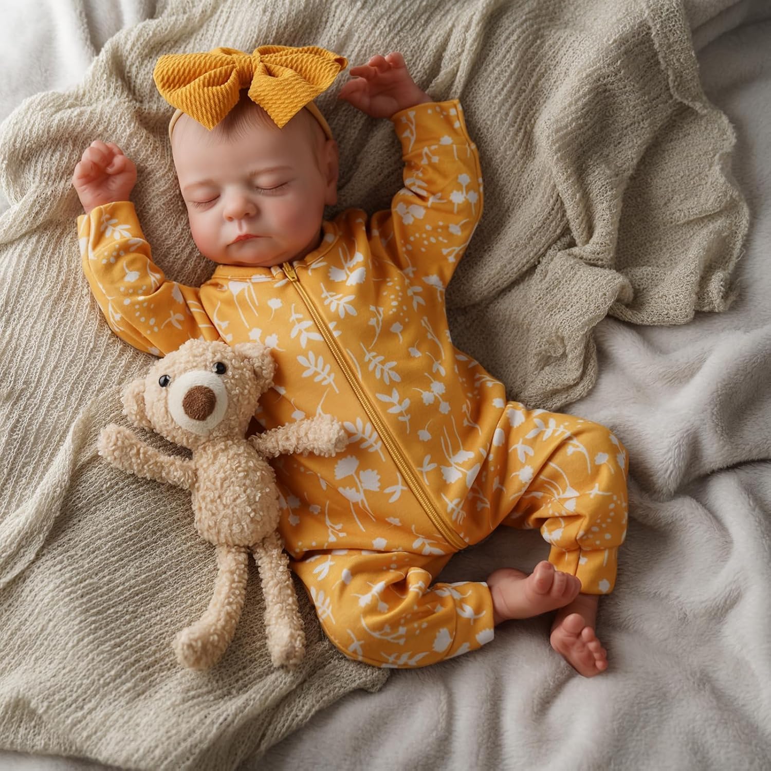 ADFO Lifelike Reborn Baby Dolls, 20 inch Realistic Newborn Real Life Baby Girl Dolls Soft Full Body Vinyl Girl Baby Dolls with Clothes and Toy Gift for Kids Age 3+