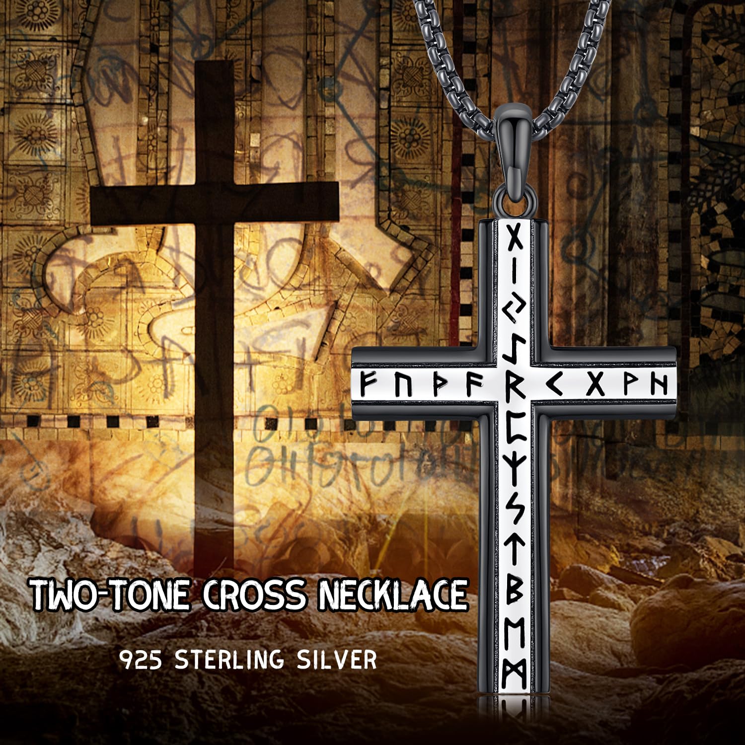 Midir&Etain Collana con ciondolo a forma di croce religiosa in argento Sterling, regalo per fidanzato e fidanzata
