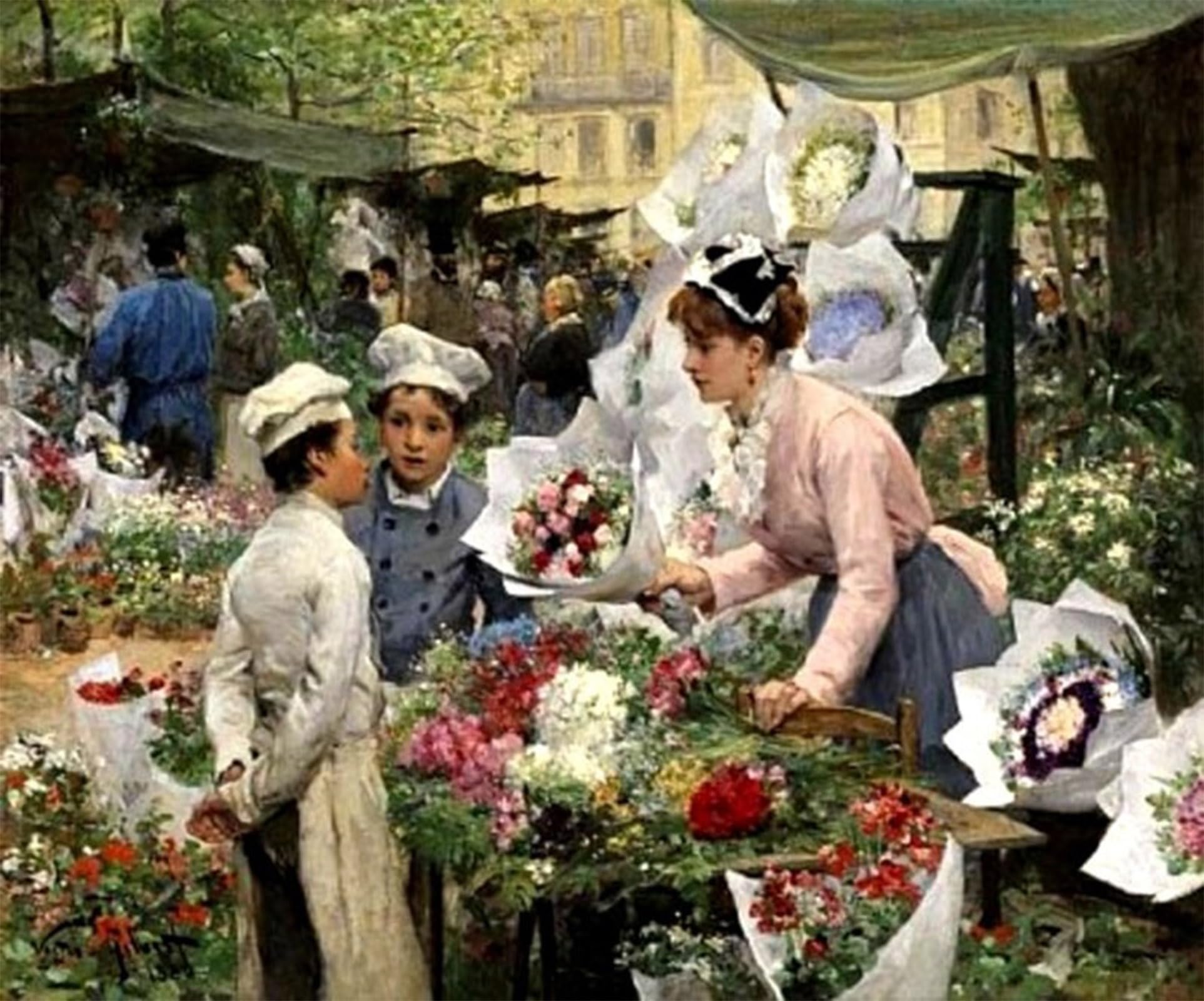SERENDIPITP Vintage Wall Art Canvas Nordic Poster Canvas Print Picture il mercato dei fiori Gabriel Gilbert Wall Art Poster for Home Decor 60x90cm