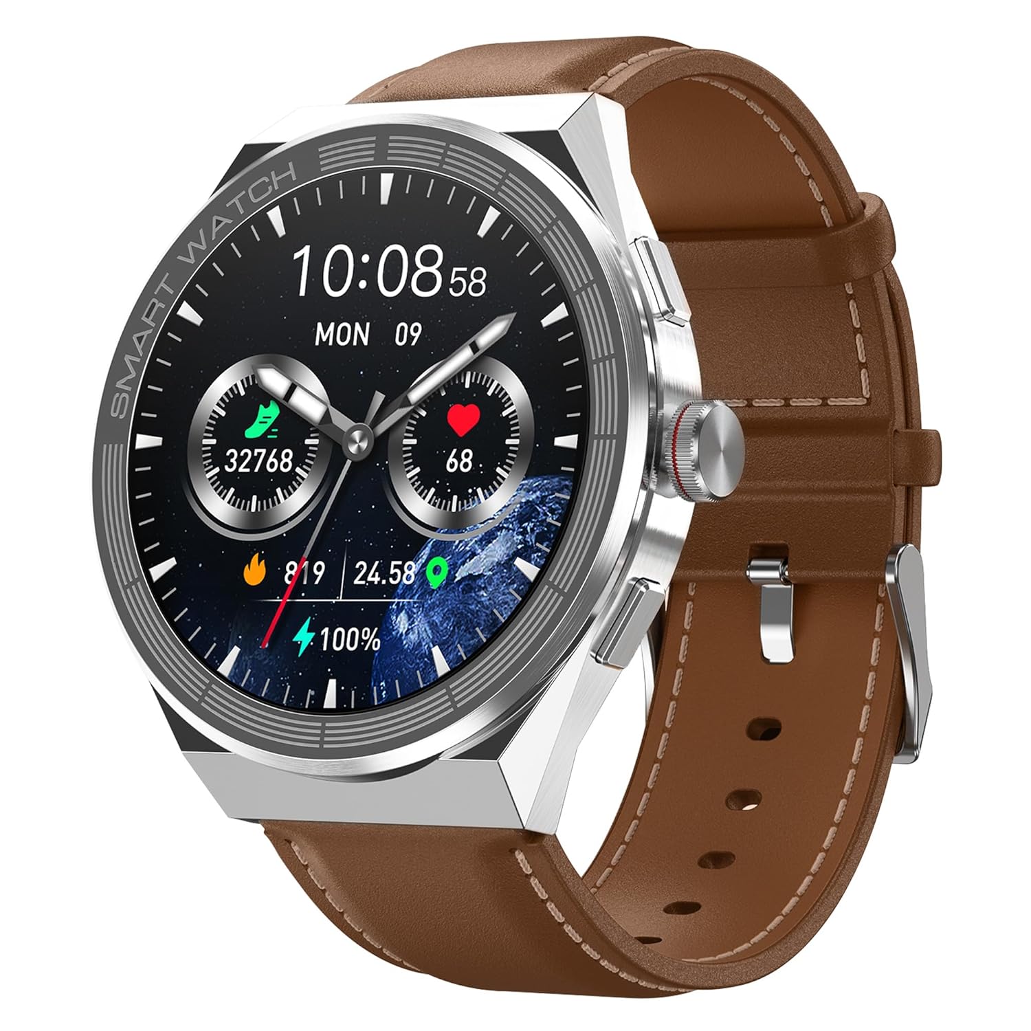 SKMEI Smartwatch Bluetooth Call for Android & iOS for Men’s Fitness Tracker with Heart Rate, Blood Pressure & Sleep Monitor, IP68 Waterproof, Long Battery Life – S232 (Brown Leather Band) SKMEI Smartwatch Bluetooth Call for Android & iOS for Men’s Fitness Tracker with Heart Rate, Blood Pressure & Sleep Monitor, IP68 Waterproof, Long Battery Life – S232 (Brown Leather Band)