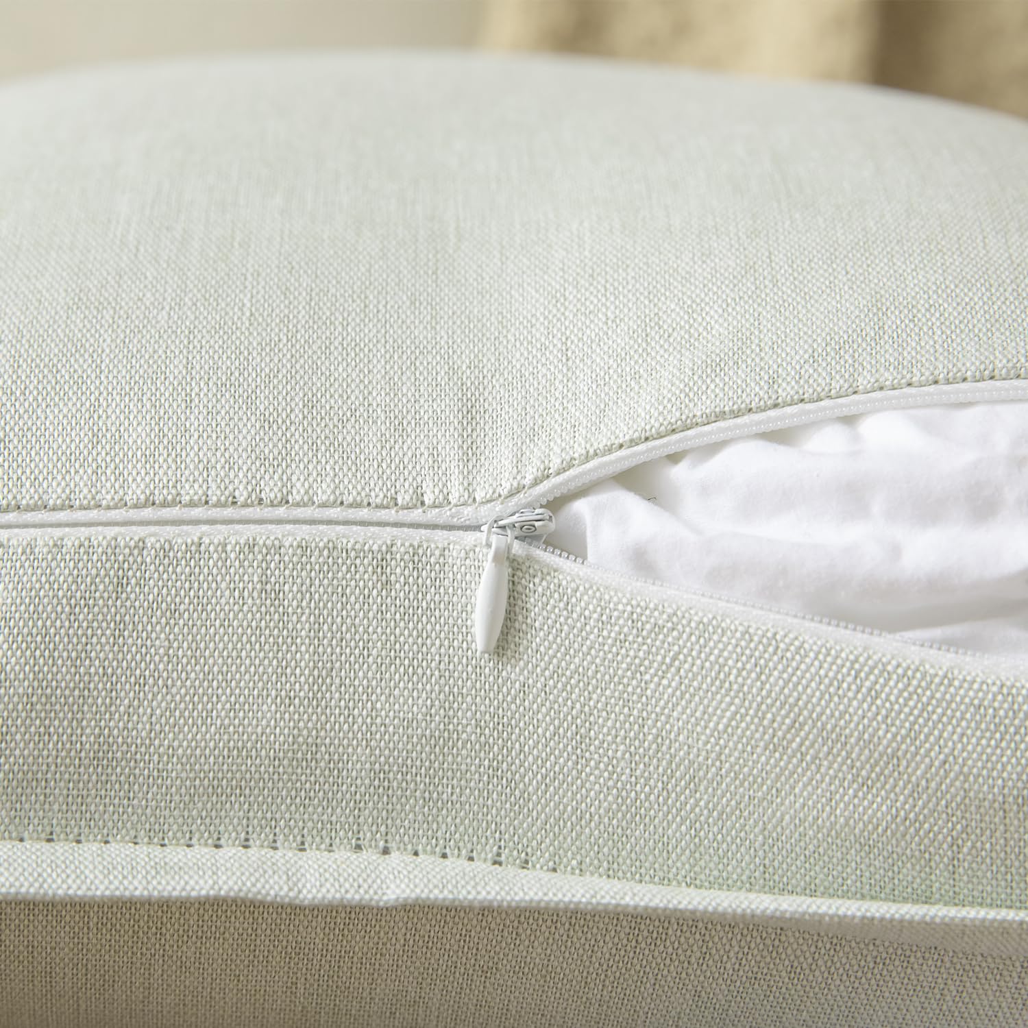 YAERTUN Pack of 2 Decorative Linen Soild Cushion Covers Farmhouse Neutral Throw Pillow Cases for Chair Couch Sofa Bedroom Living Room Home Decor 24 x 24 Inch 60x60 cm Cream White - Image 4