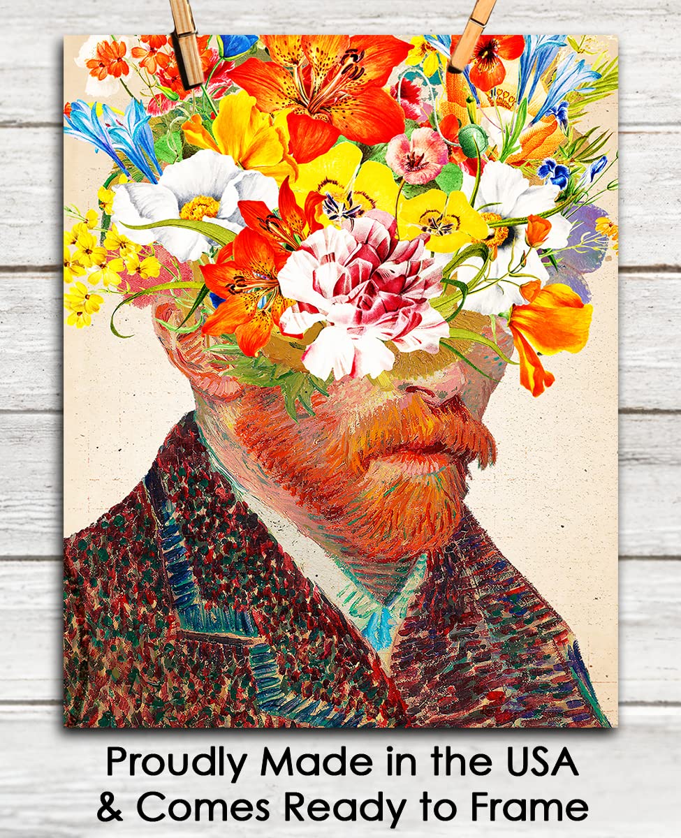 Amazon.com: Vincent Van Gogh with Flower Head Abstract Wall Art